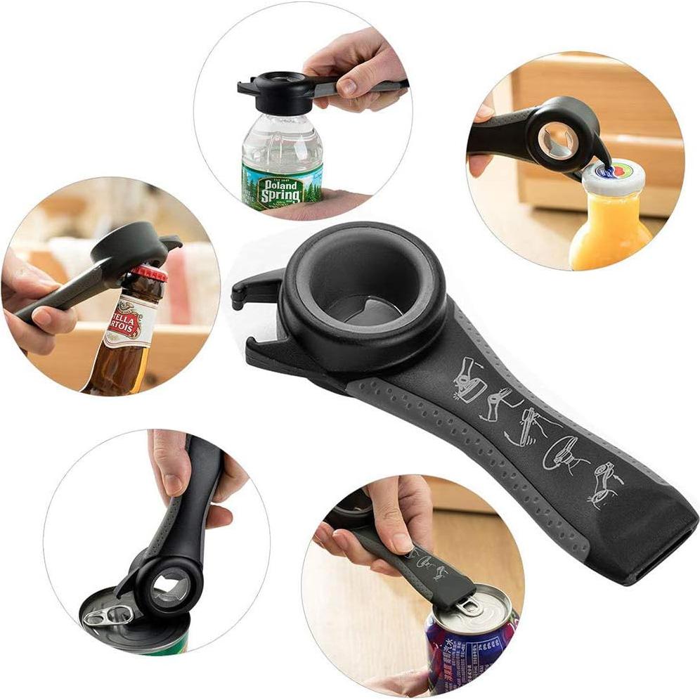 Juego de Abrebotellas 2 Piezas Ergonomico Gris Negro