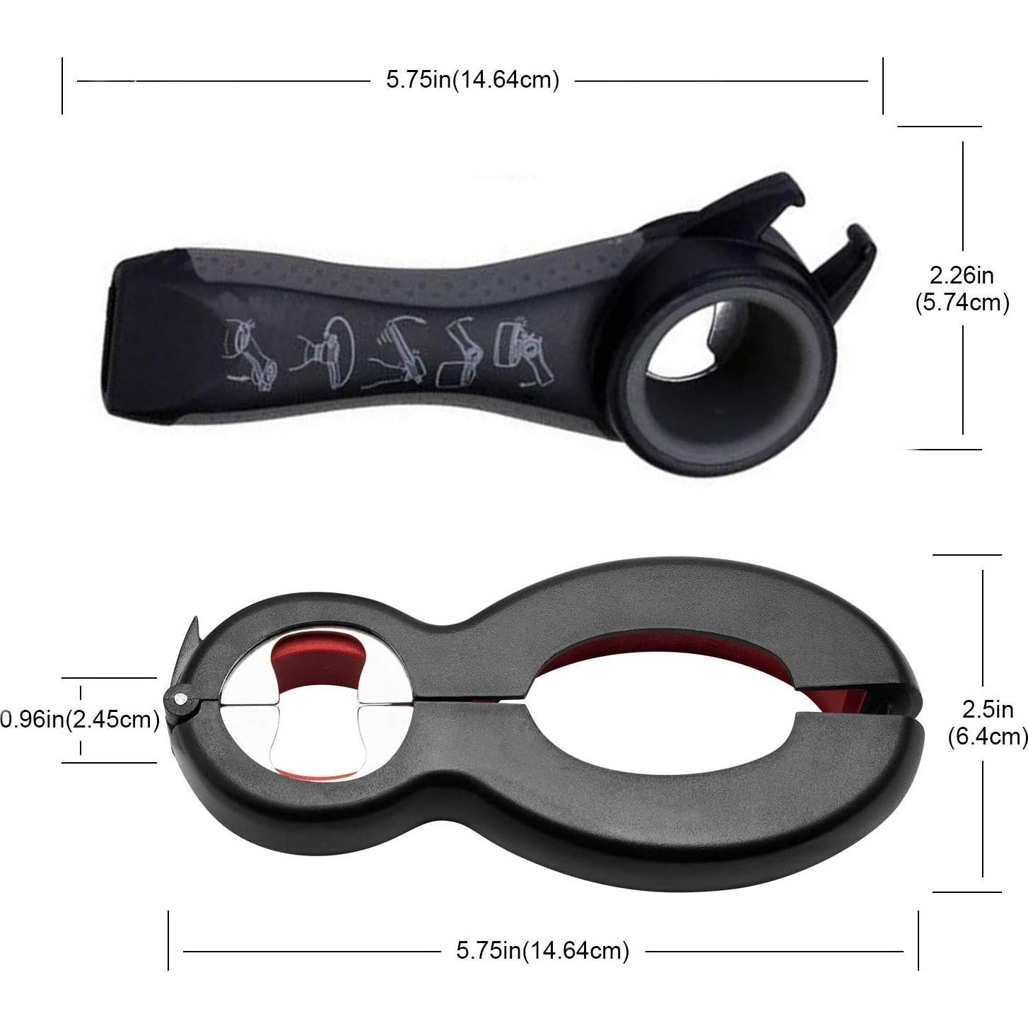 Juego de Abrebotellas 2 Piezas Ergonomico Gris Negro