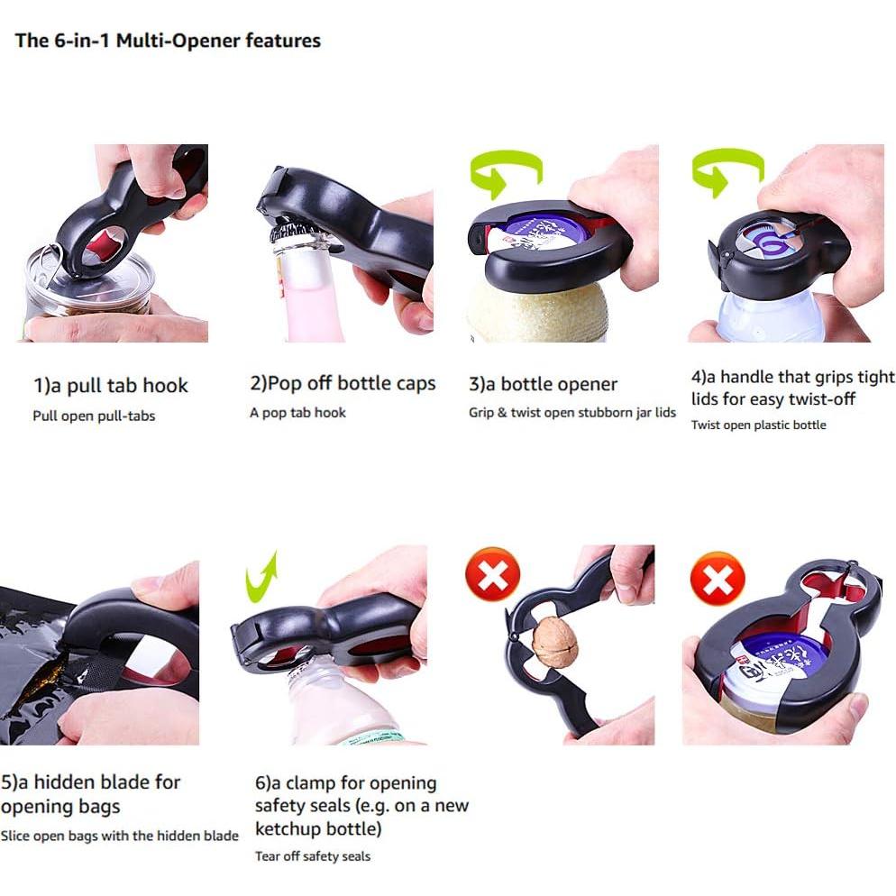 Juego de Abrebotellas 2 Piezas Ergonomico Gris Negro