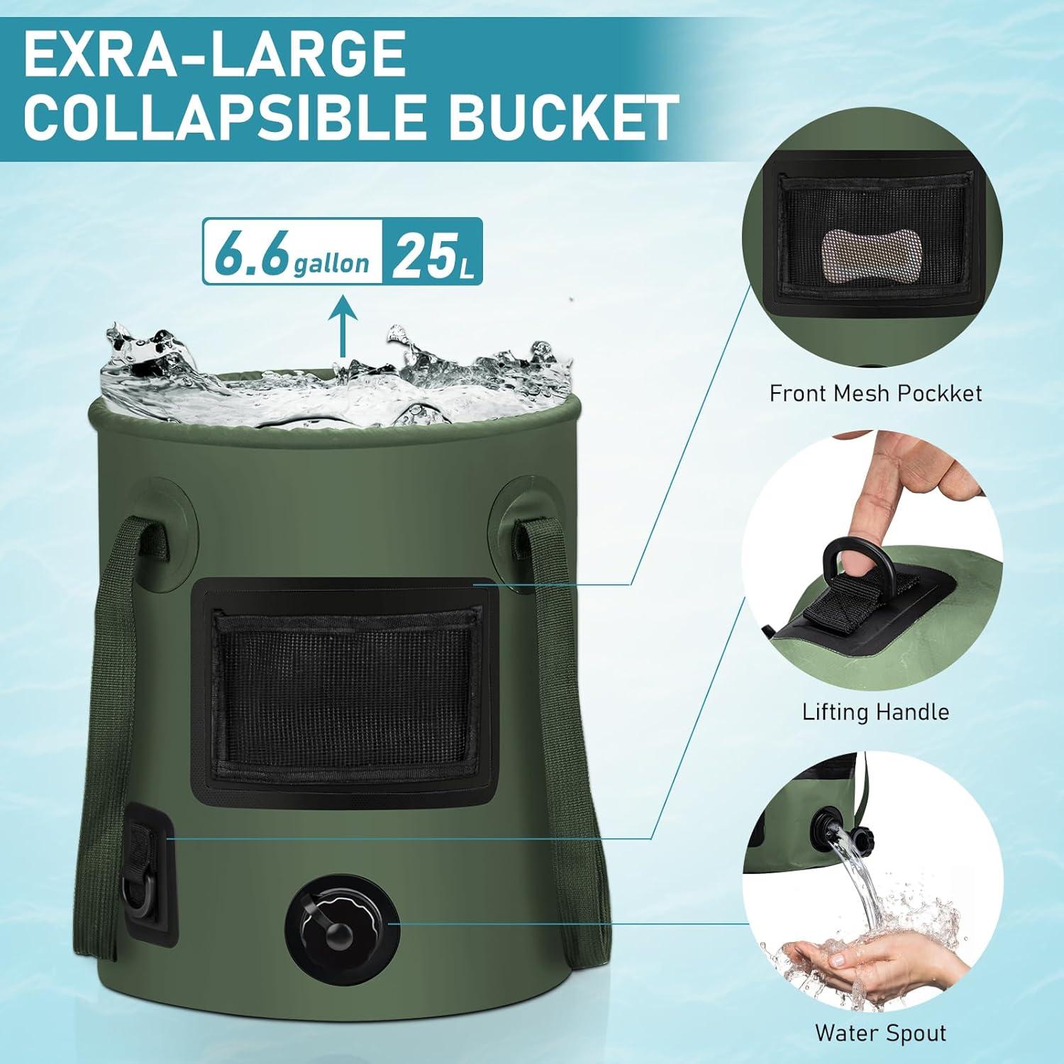 Ducha de Camping Thallike con Cubo Plegable 25L y LED
