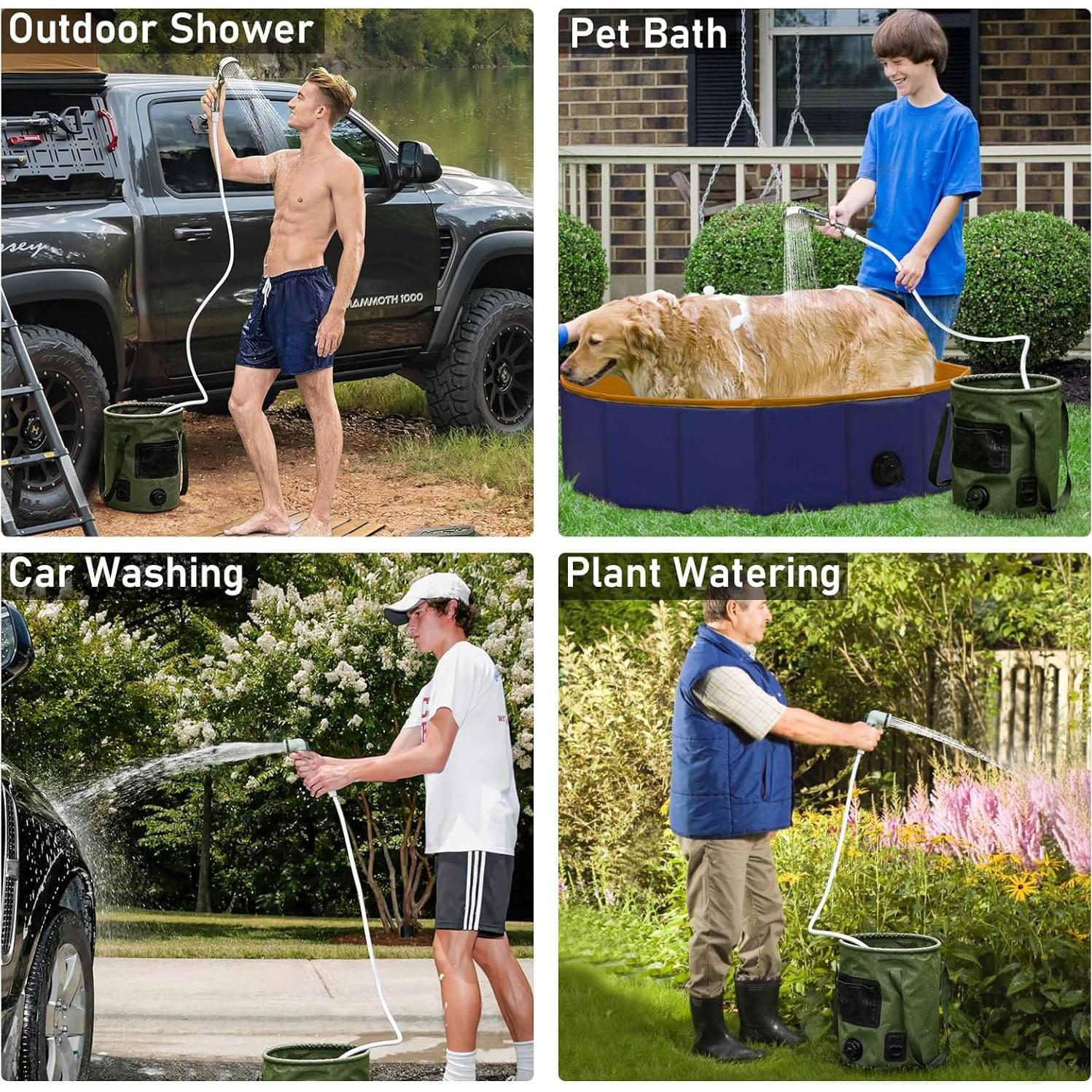 Ducha de Camping Thallike con Cubo Plegable 25L y LED