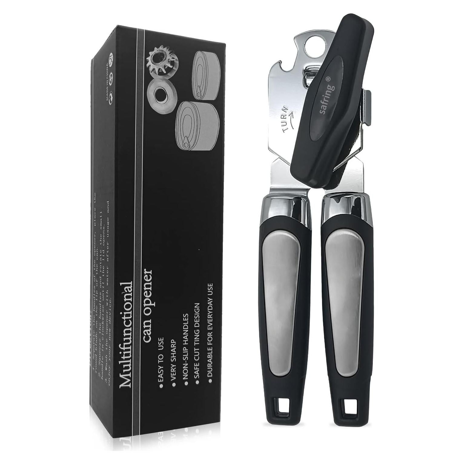 Abrelatas Manual Safring de Acero Inoxidable 198g Negro