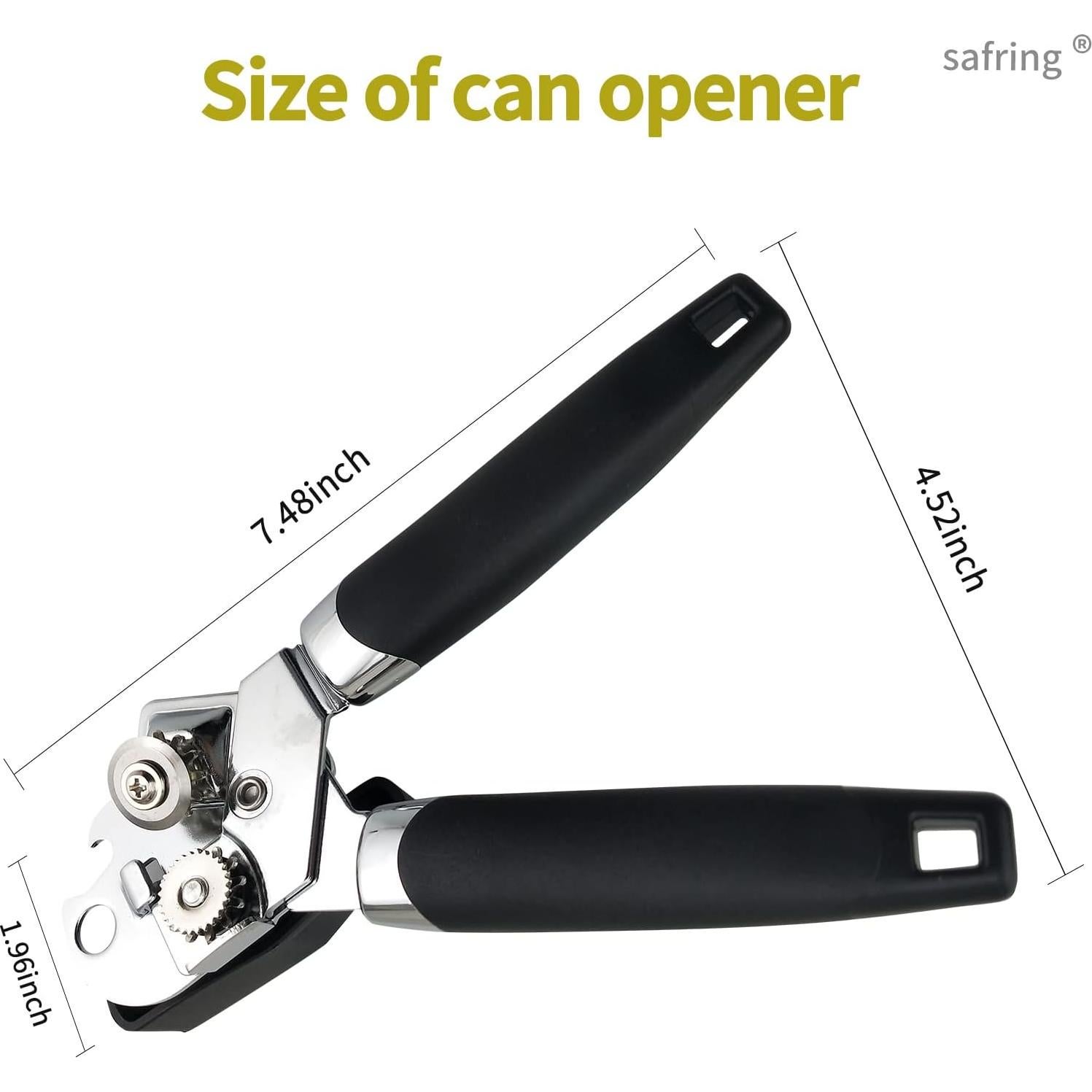 Abrelatas Manual Safring de Acero Inoxidable 198g Negro