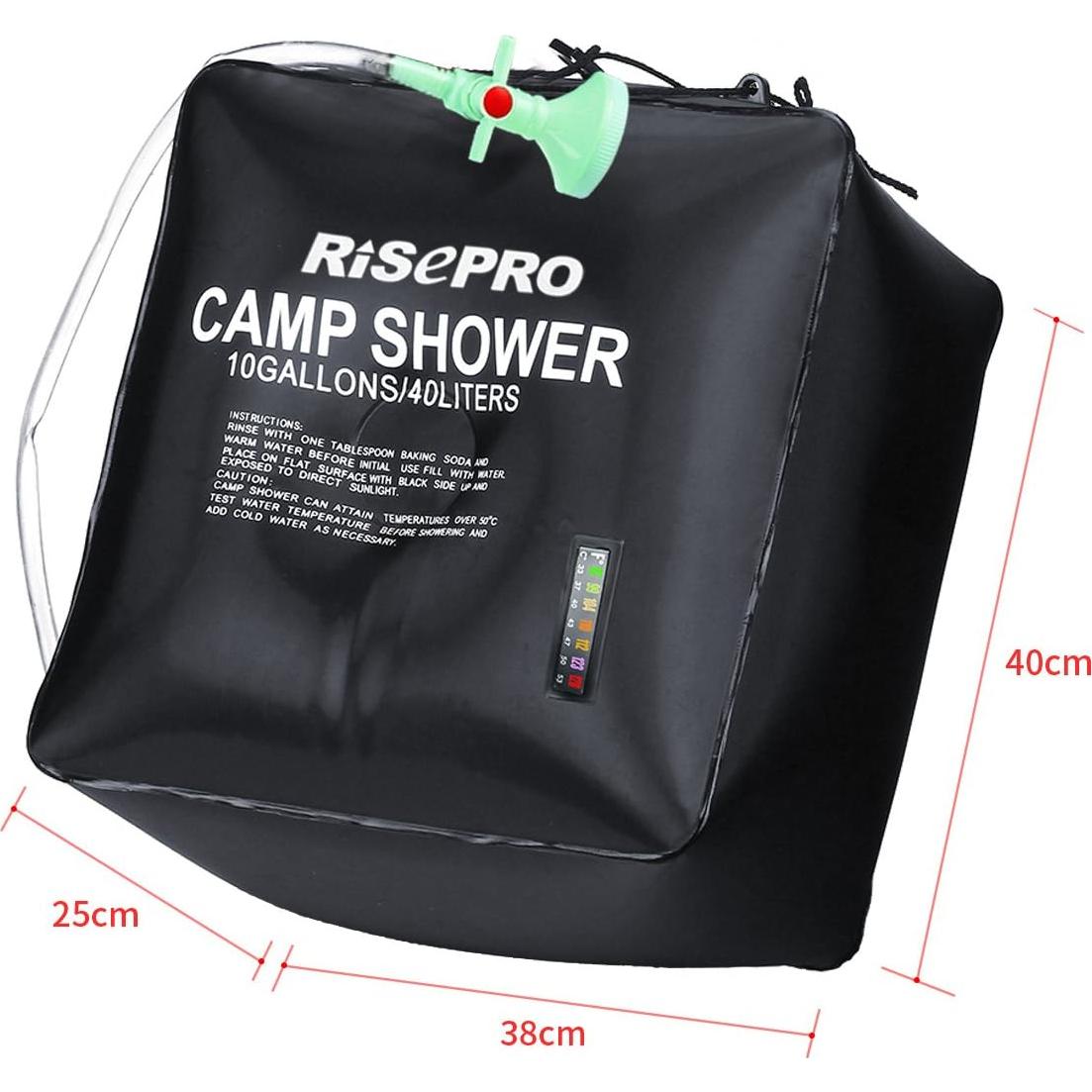 Bolsa de Ducha Solar RISEPRO 40L Calentamiento Camping