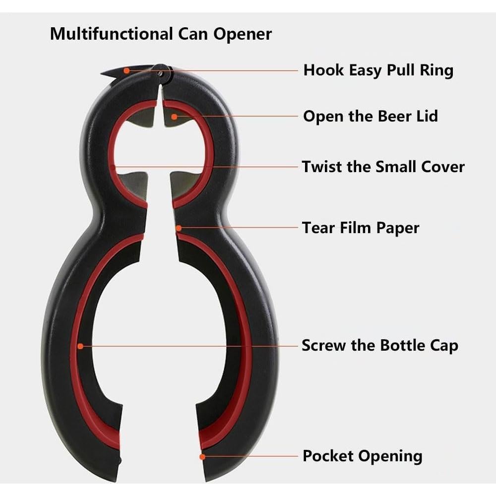 Multifunctional Jar Opener for Weak Hands, Adjustable Manual Jar & Bottle Opener with Easy Pull Ring, Tear Film, Easy Grip, Effortless Can Opener Any Size Jar Lid Opener for Seniors with Arthritis
