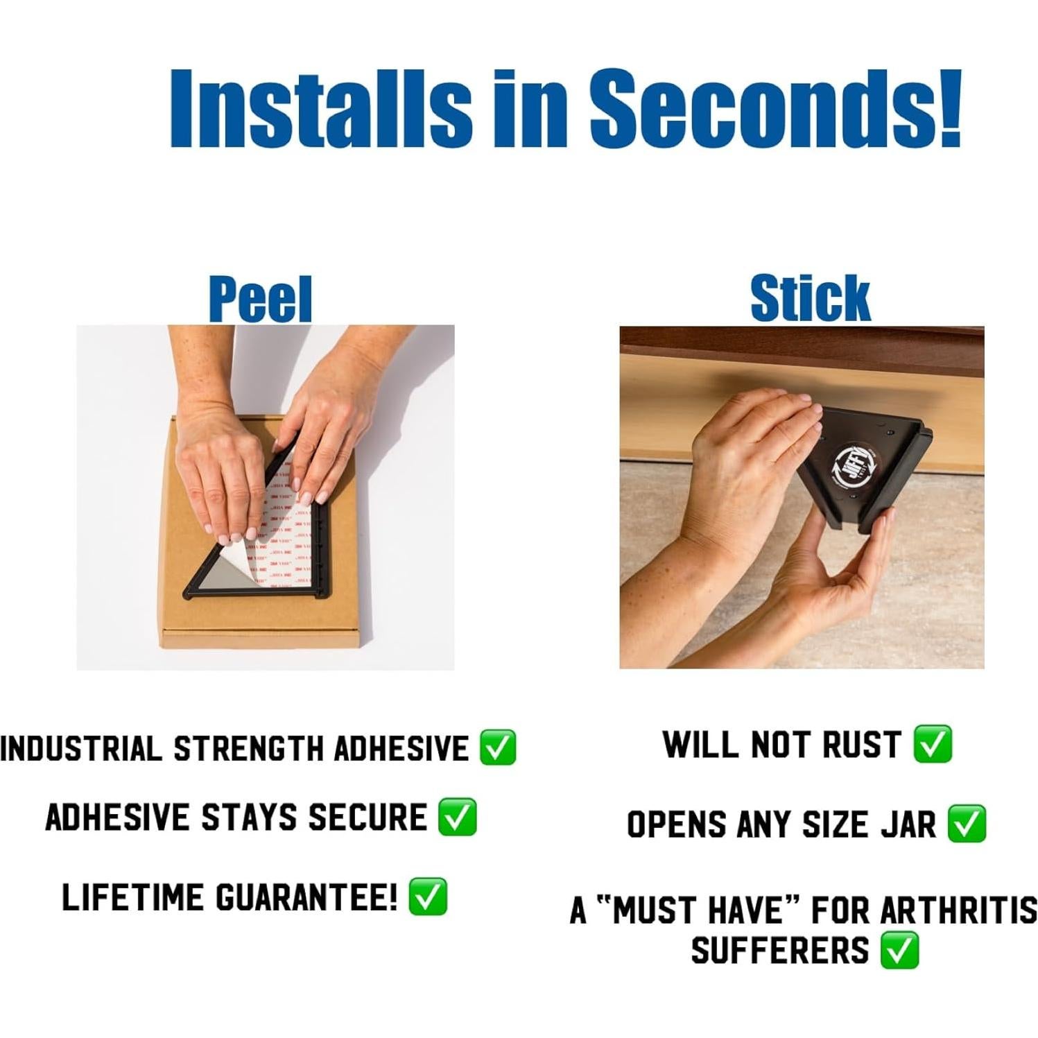 Abre frascos Jiffy Twist - Montaje bajo gabinete - Negro