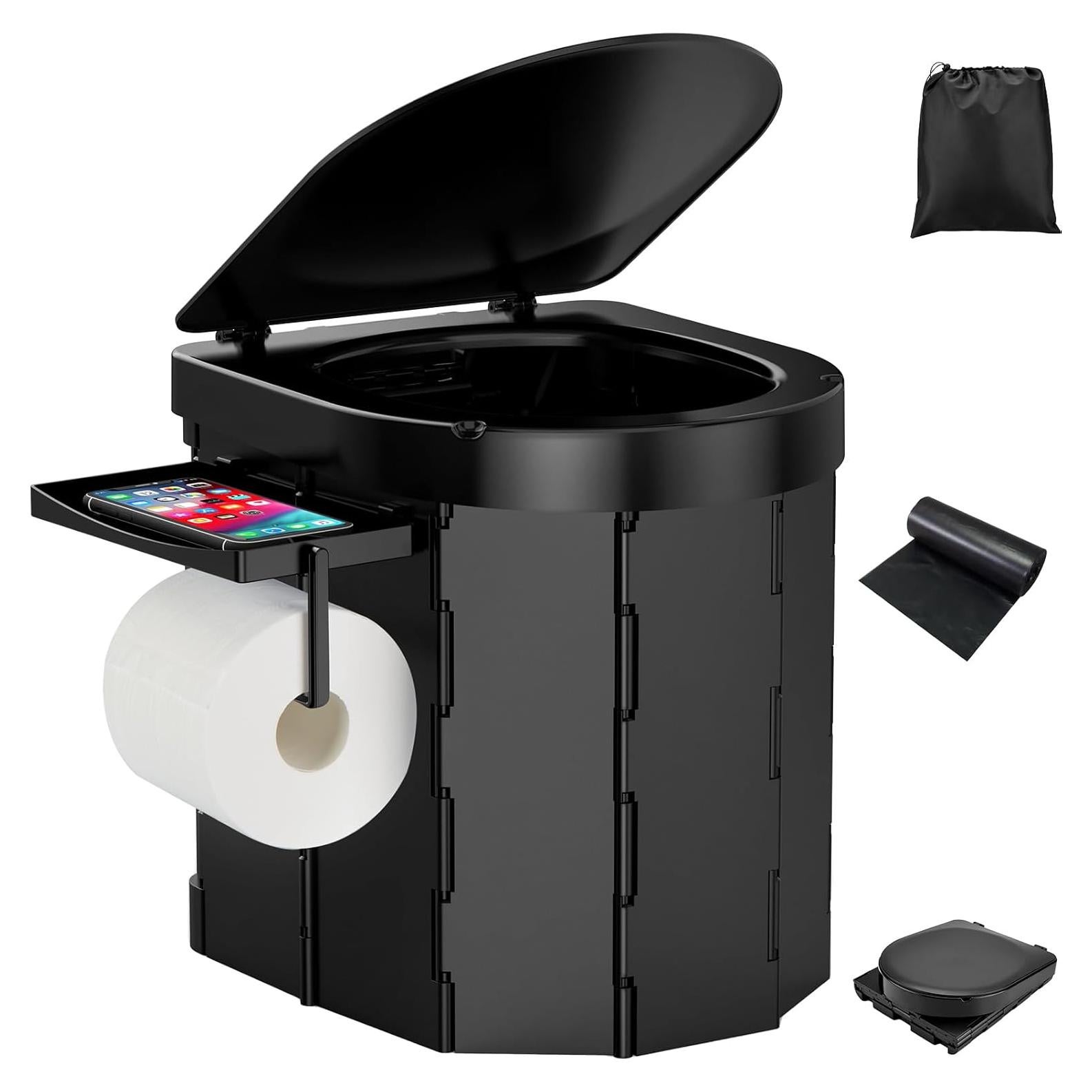 Inodoro Portátil PAHTTO Plegable con Estante y Tapa