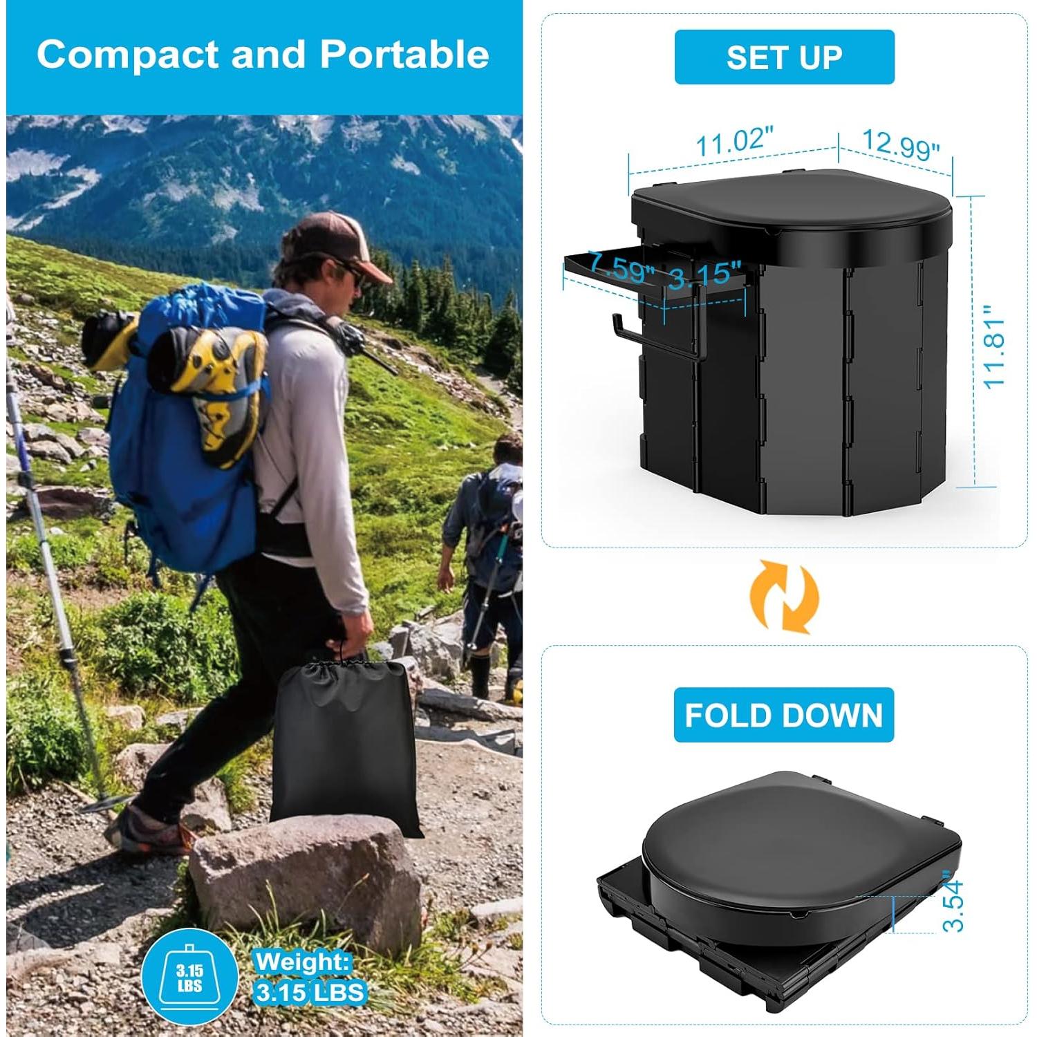 Inodoro Portátil PAHTTO Plegable con Estante y Tapa