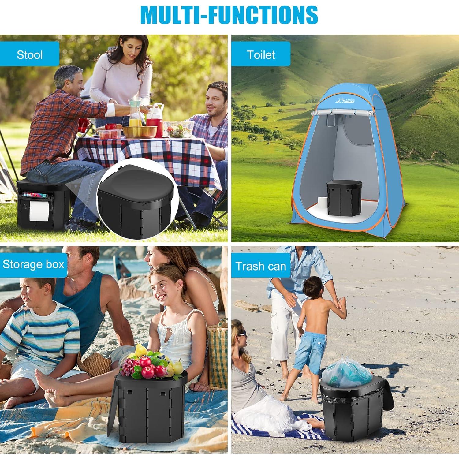 Inodoro Portátil PAHTTO Plegable con Estante y Tapa