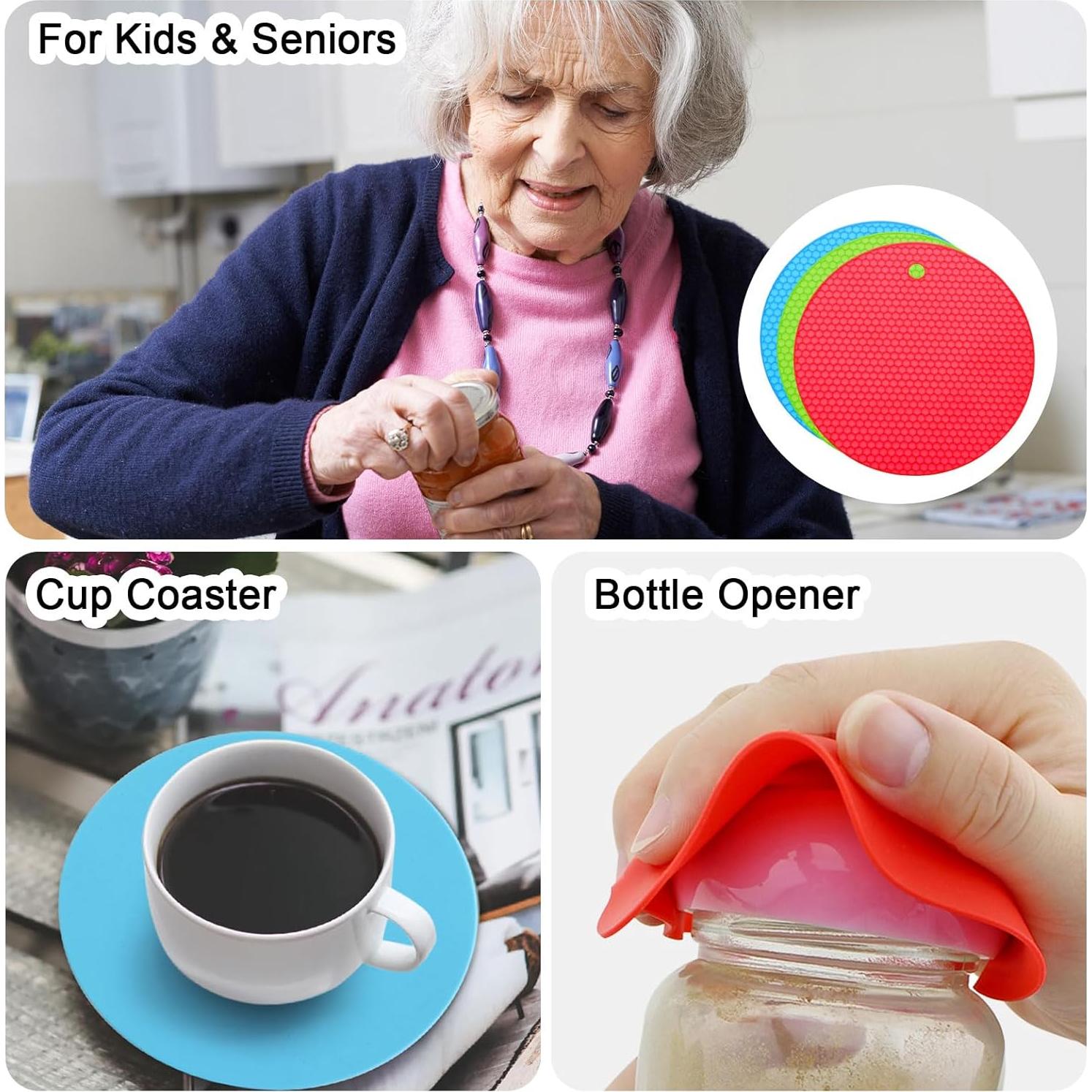 uxcell 3 Almohadillas Abridor de Tarros Silicona Antideslizantes