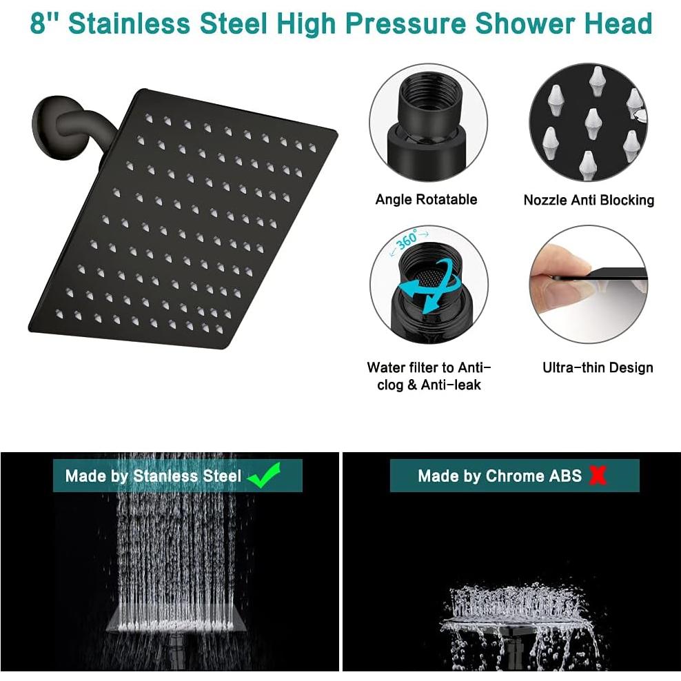 Cabezal de Ducha Tudoccy 8'' Lluvia y Mano Alta Presión