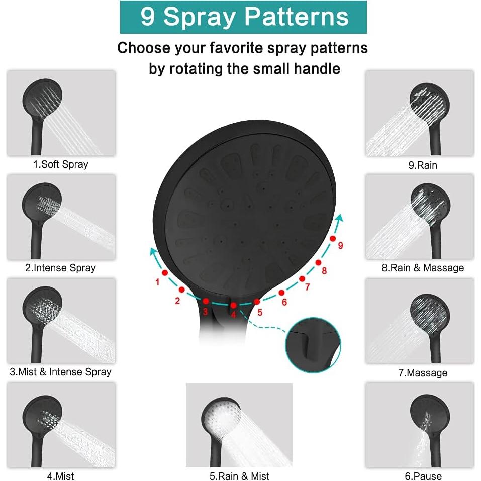Cabezal de Ducha Tudoccy 8'' Lluvia y Mano Alta Presión