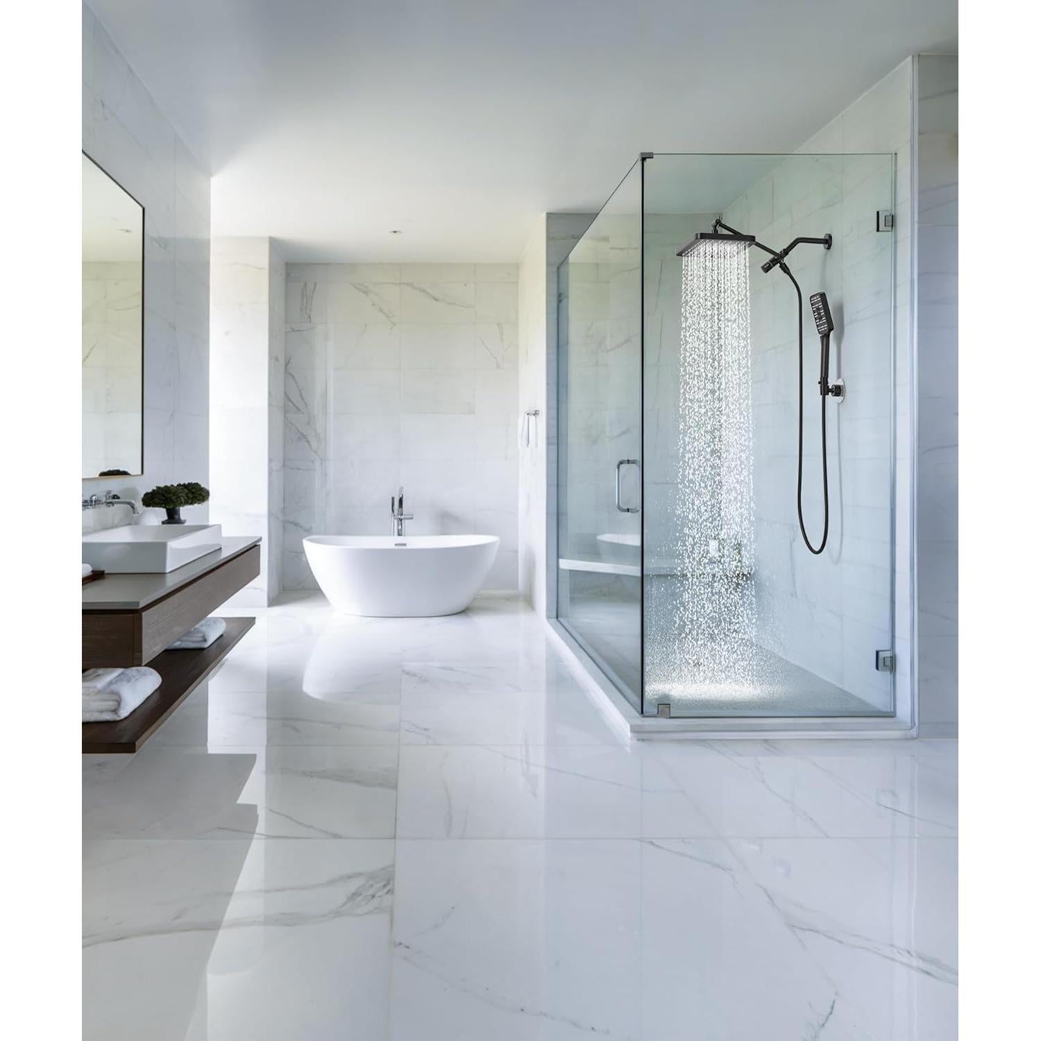 Cabezal de Ducha Alta Presión SR SUN RISE 30,48 cm Negro