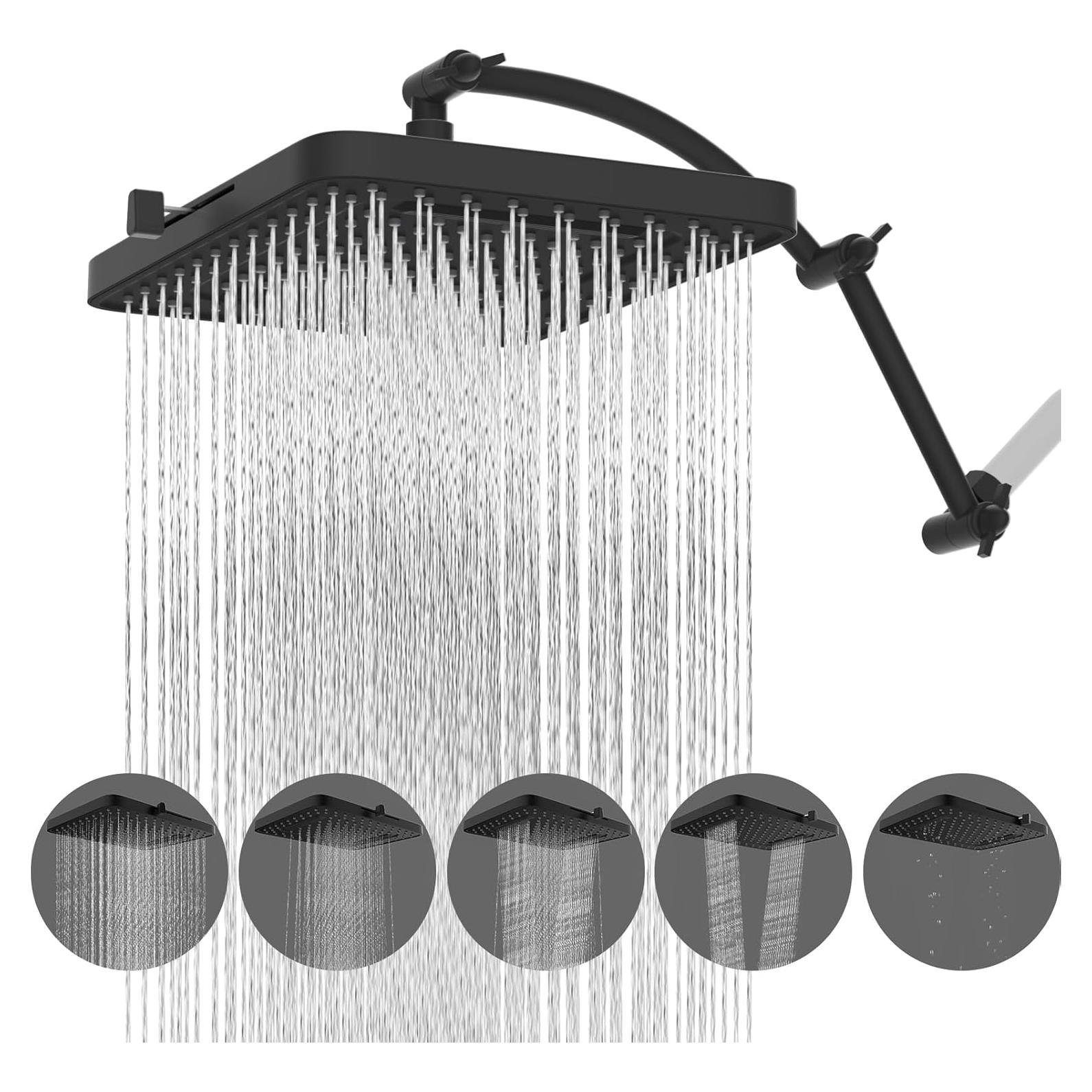 Cabezal de Ducha de Lluvia Hibbent 33 cm 5 Modos Alta Presión