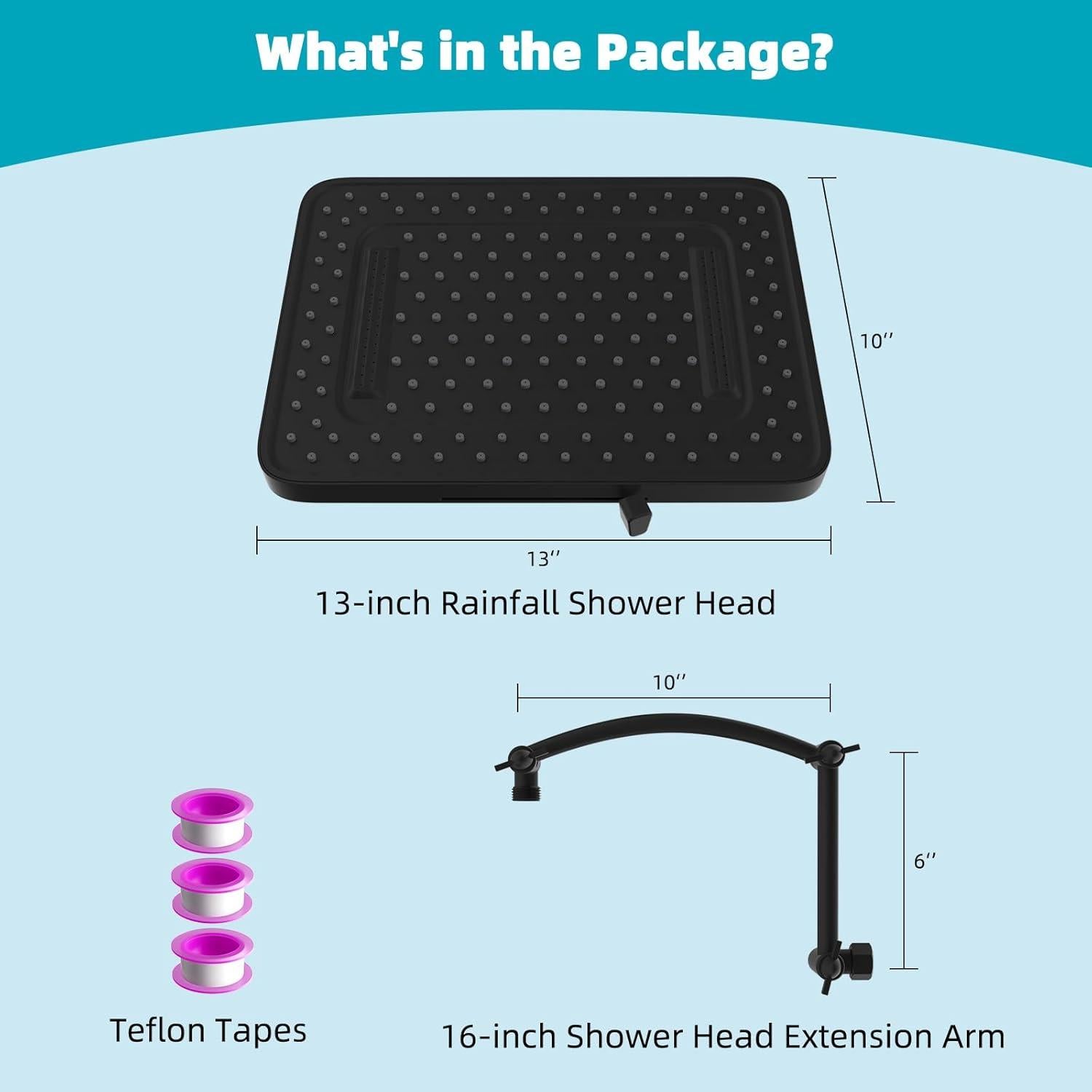 Cabezal de Ducha de Lluvia Hibbent 33 cm 5 Modos Alta Presión