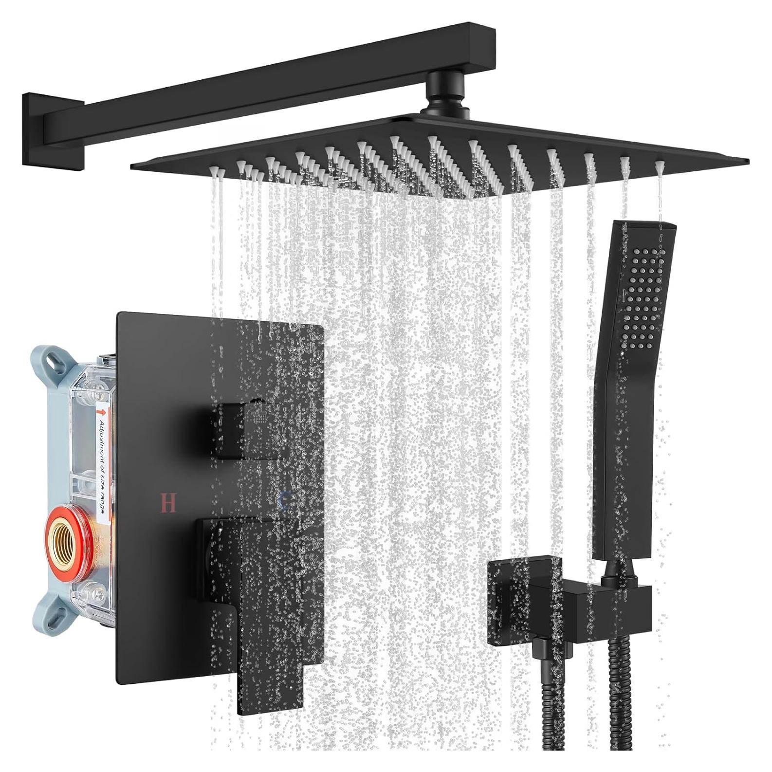 Sistema de Ducha de Lluvia gotonovo 10" Negro Mate Completo