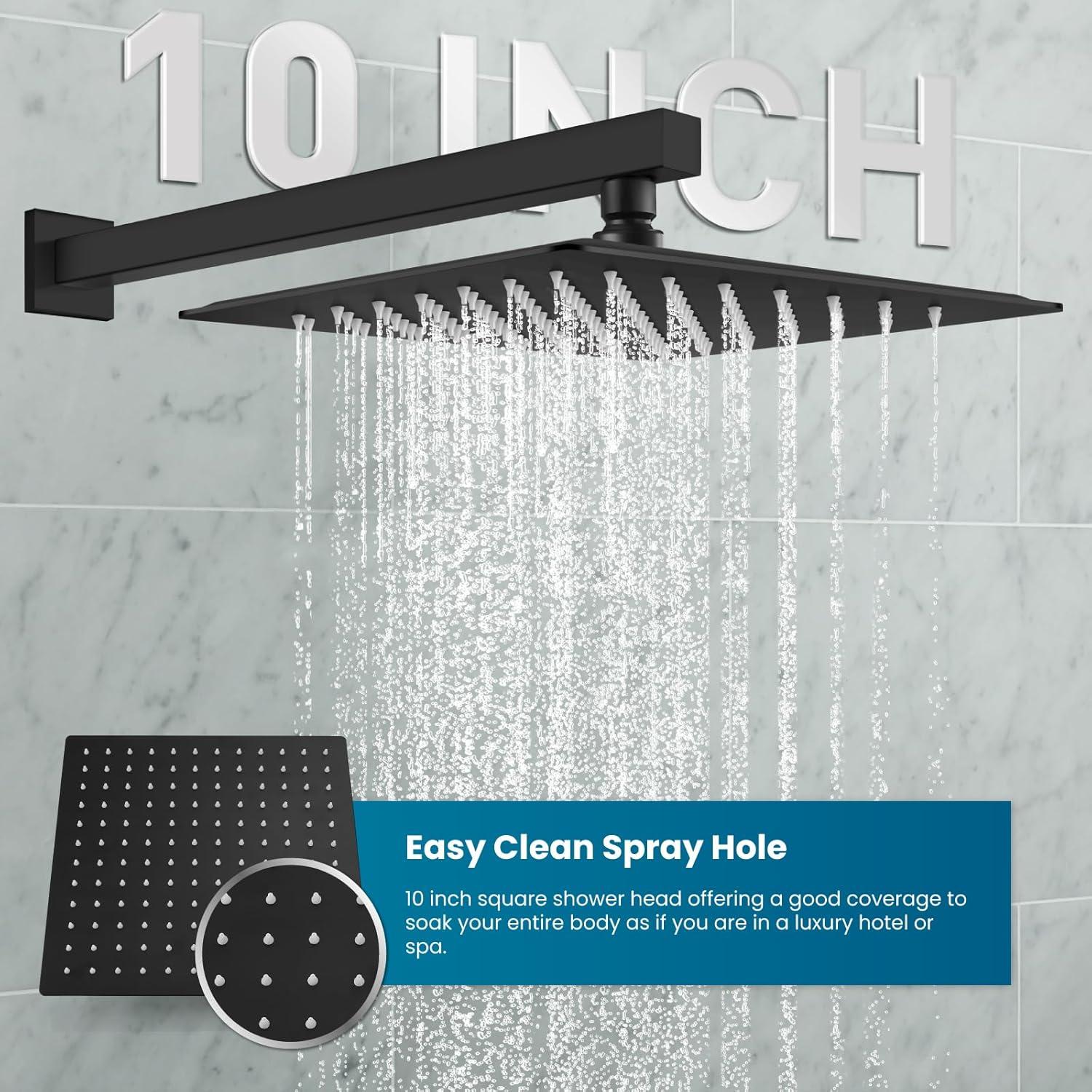 Sistema de Ducha de Lluvia gotonovo 10" Negro Mate Completo