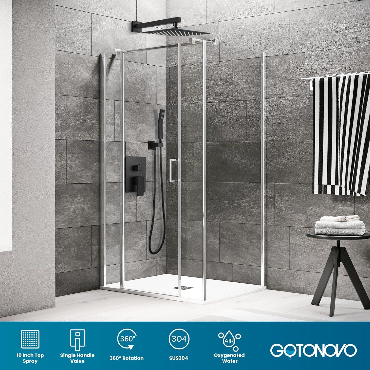 Sistema de Ducha de Lluvia gotonovo 10" Negro Mate Completo