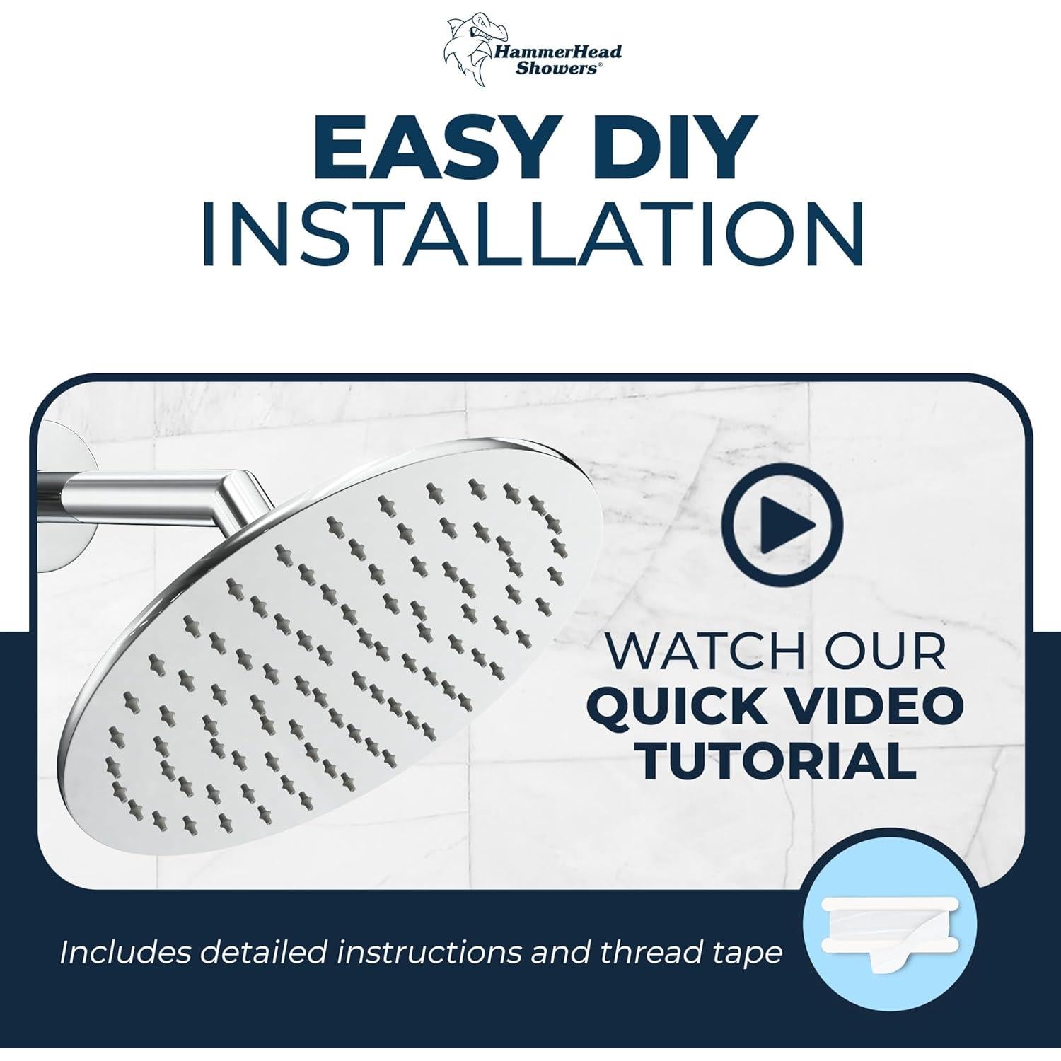 Cabezal de Ducha HammerHead Showers 20 cm Lluvia Cromo Metal