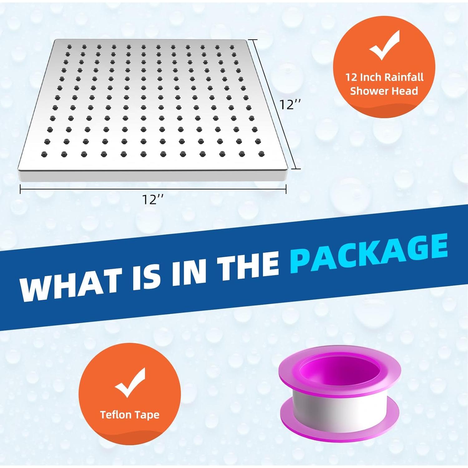 Cabezal de Ducha de Lluvia Hibbent 30,48 cm Cromo Ajustable