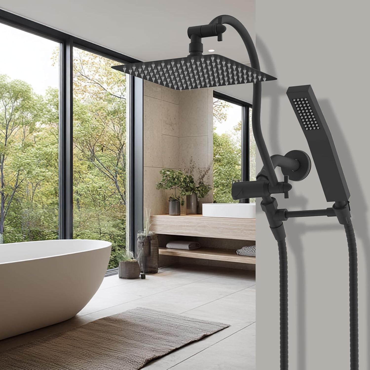 Cabezal de Ducha Hibbent 10'' Metal Lluvia + Varita + Manguera 180cm