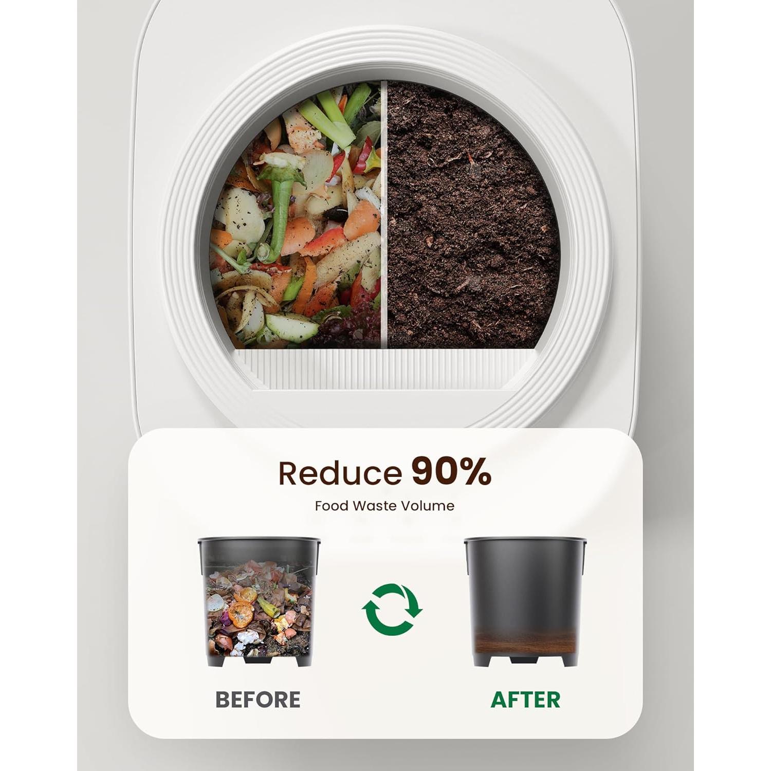 Compostador Eléctrico Ouaken 4L Cocina Sin Olores Auto-Limpieza