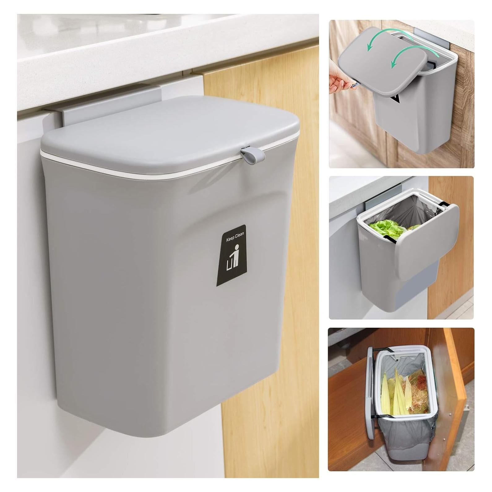 Cubo de Compostaje Tiyafuro 9L Gris Montable para Cocina