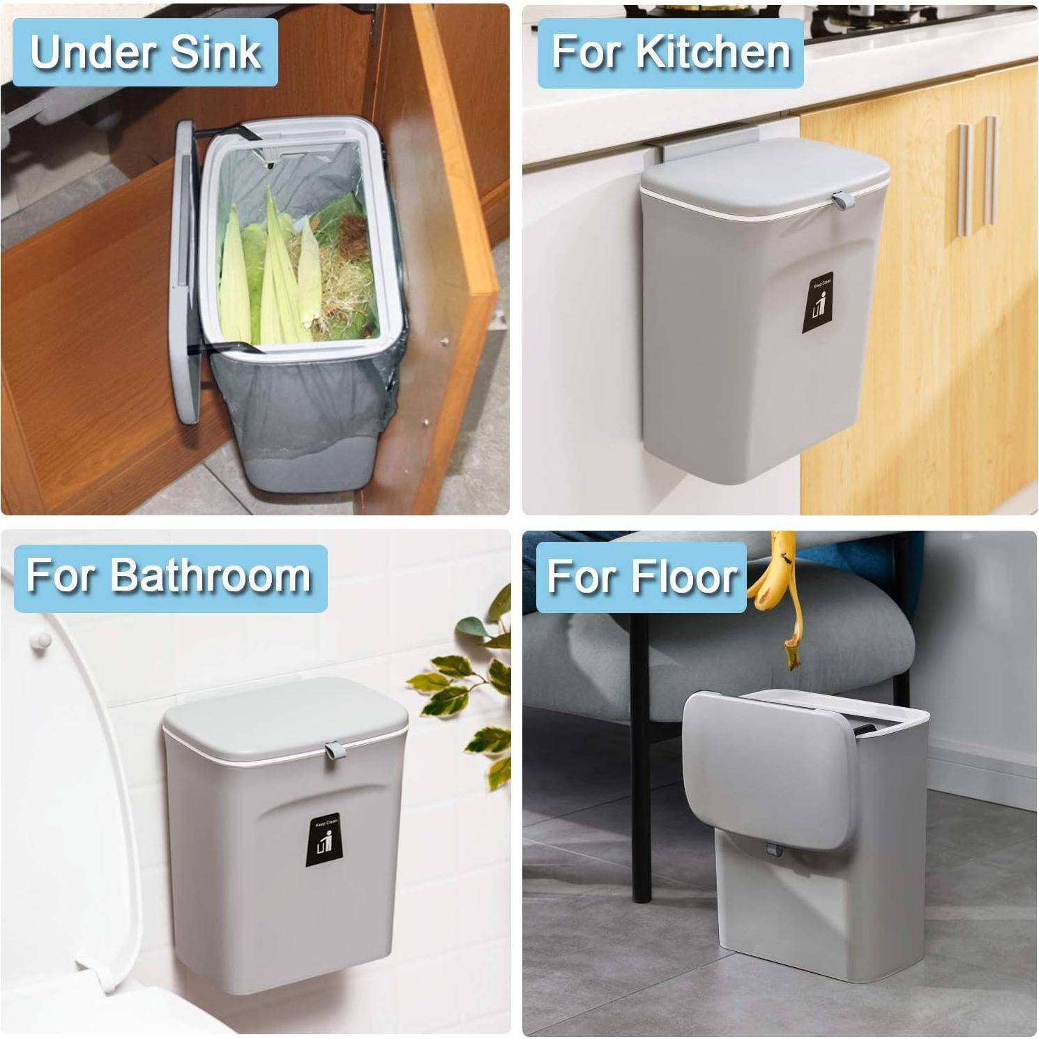 Cubo de Compostaje Tiyafuro 9L Gris Montable para Cocina