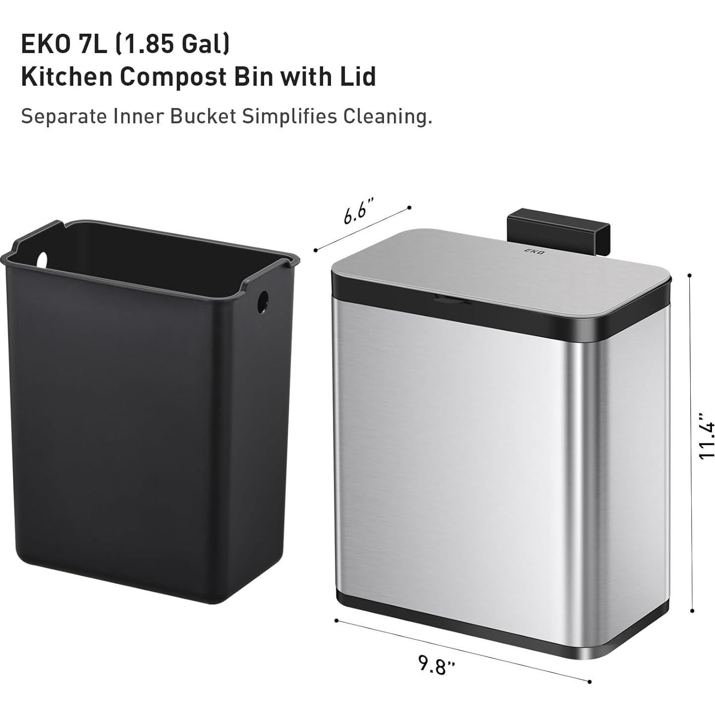 Cubo de Compostaje EKO 7L Acero Inoxidable con Tapa