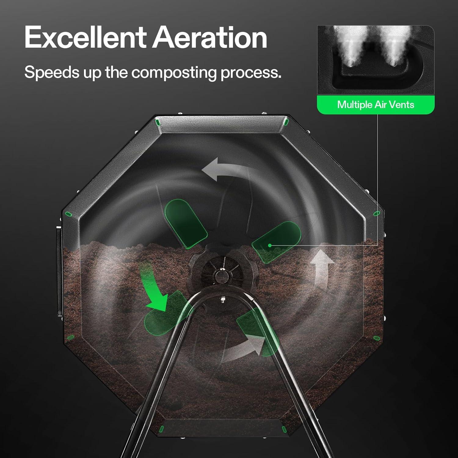 Compostador Doble Rotativo VIVOSUN 43 Galones Negro