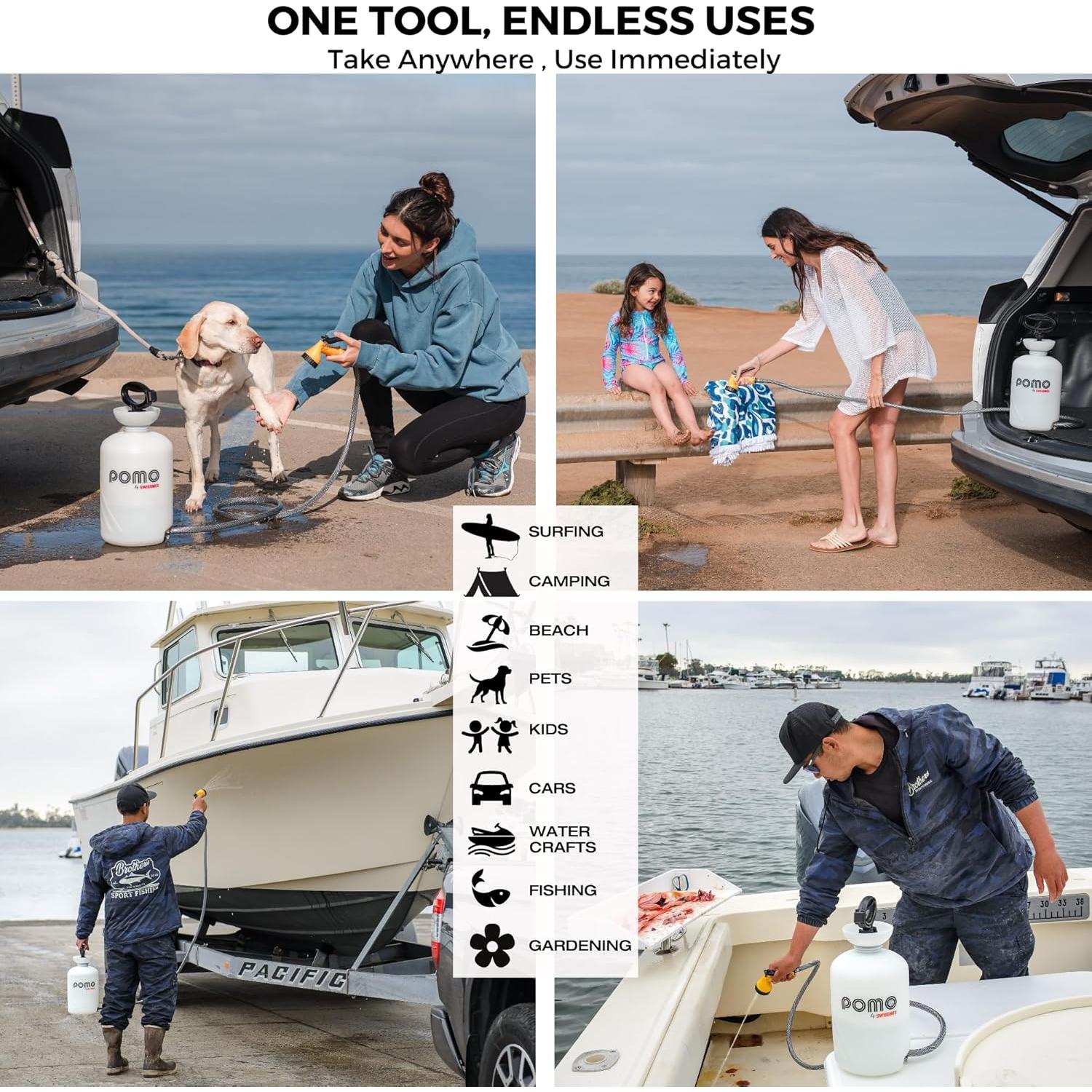 Ducha Portátil Pomo 5L Alta Presión 45 PSI Multiuso