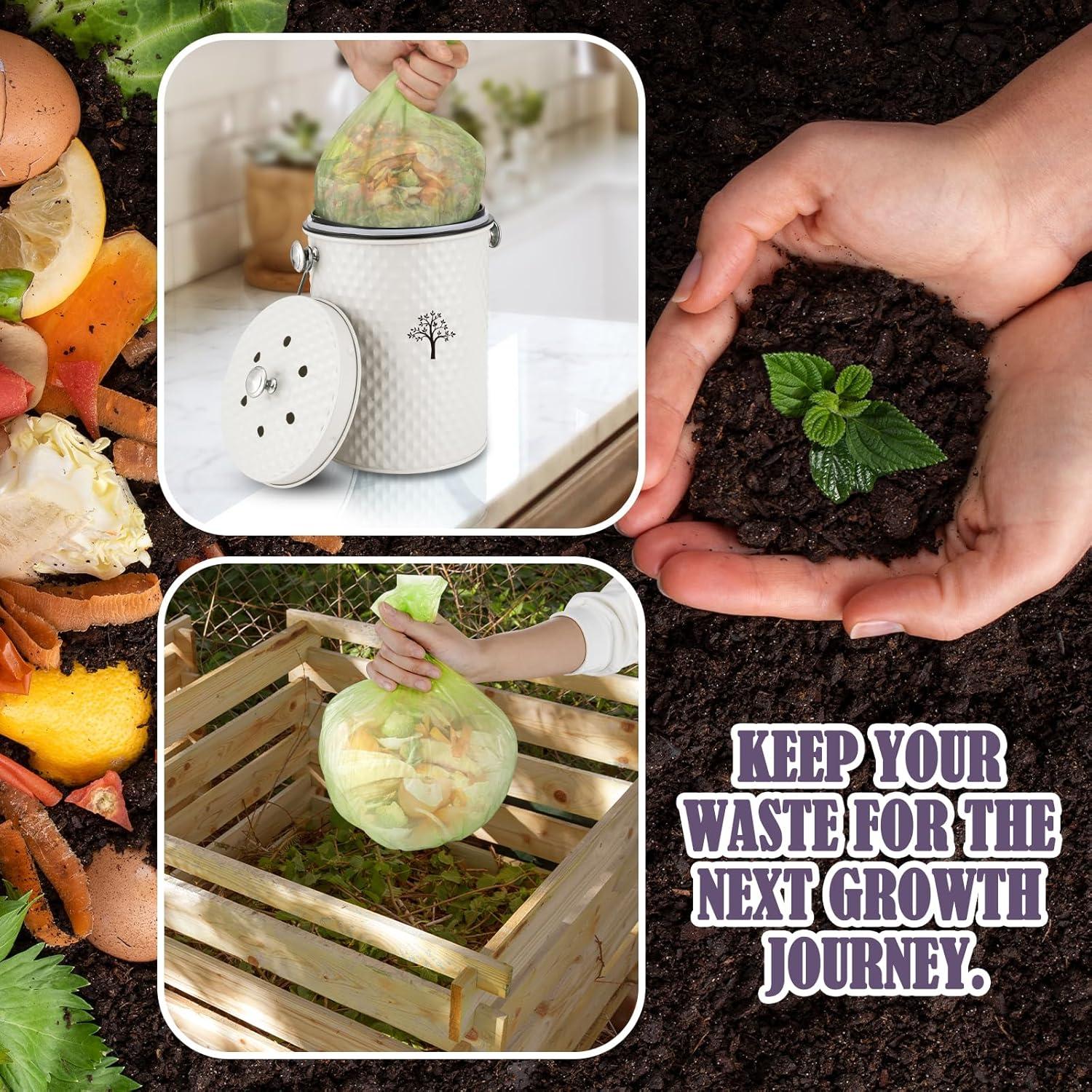 Cubo de Compostaje AOSION 3.79L Blanco Crema Sin Olores