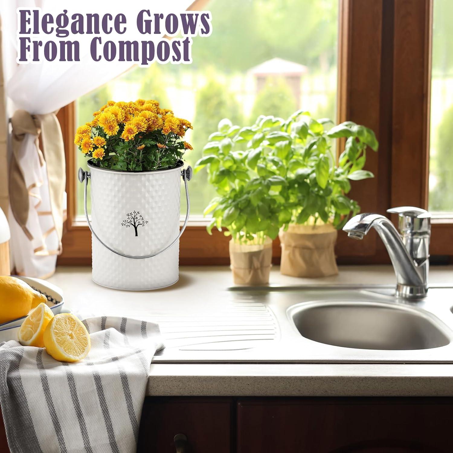 Cubo de Compostaje AOSION 3.79L Blanco Crema Sin Olores