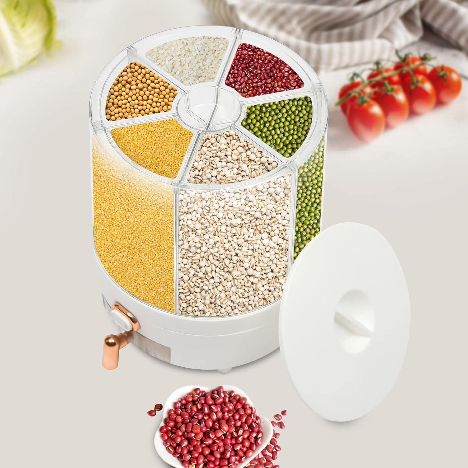 Dispensador de Arroz Unnsiapit 6 Compartimentos 6.5kg Blanco