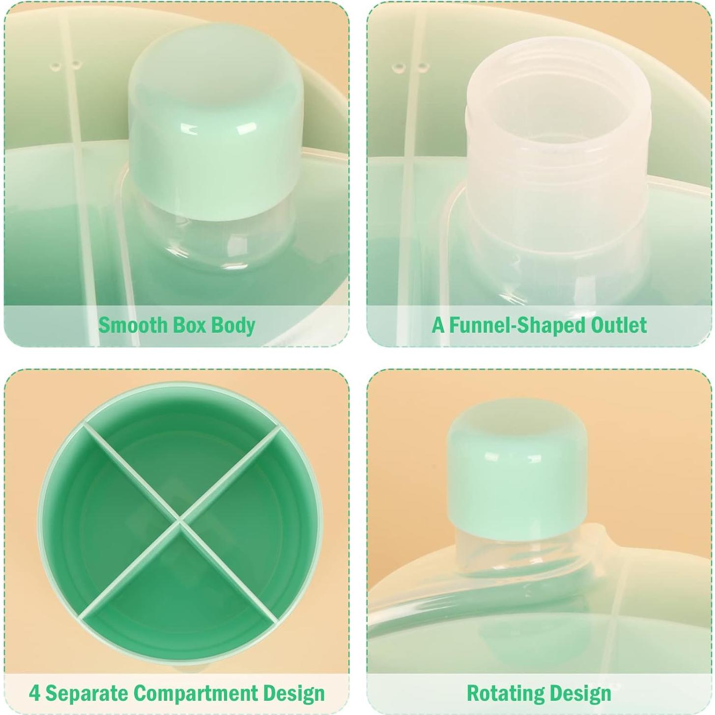 Dispensador de Fórmula Accmor Verde 4 Compartimentos a Prueba de Derrames