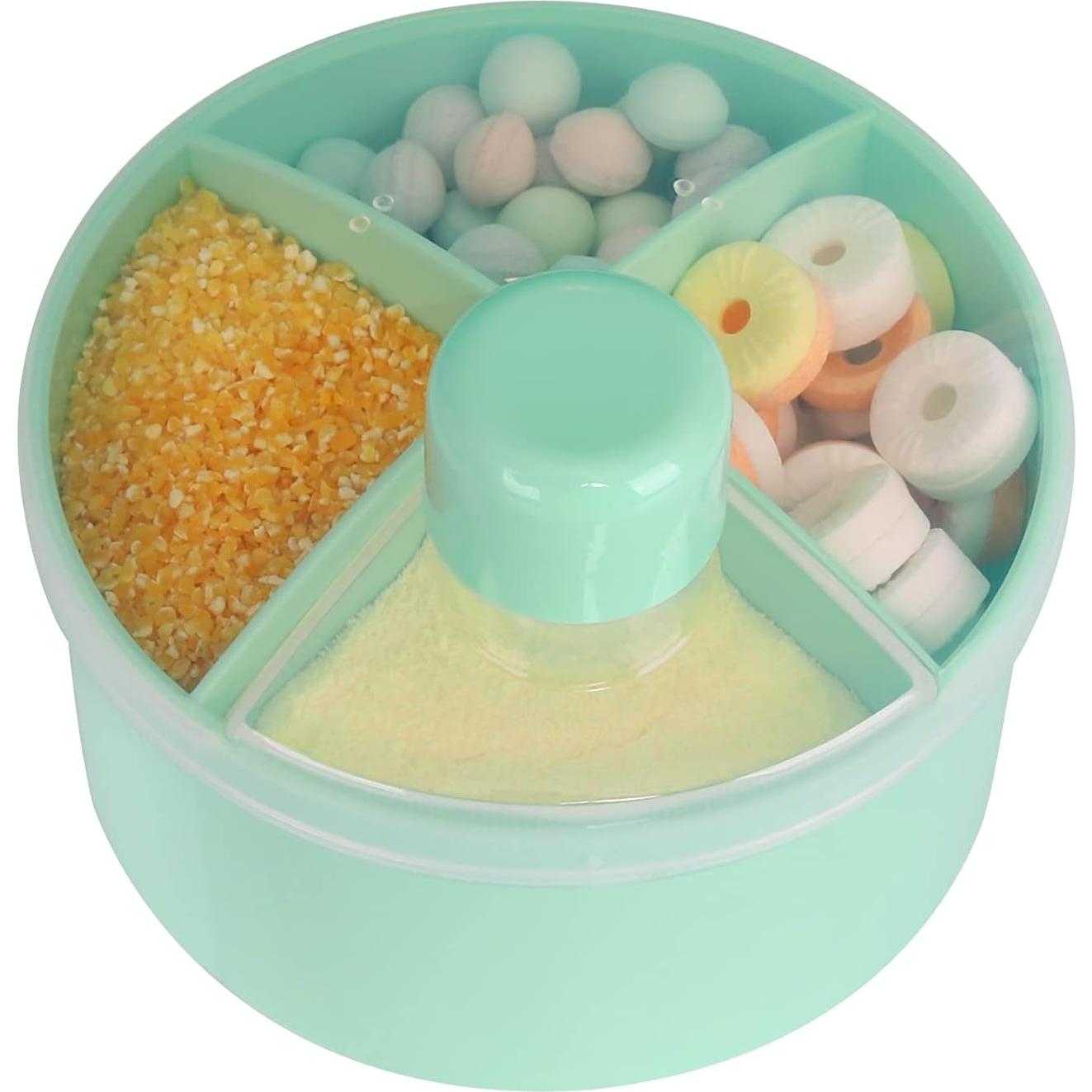 Dispensador de Fórmula Accmor Verde 4 Compartimentos a Prueba de Derrames