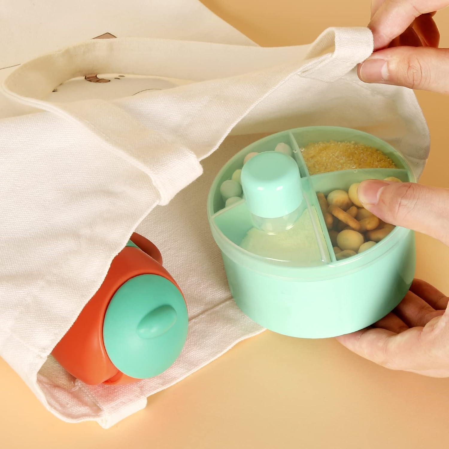 Dispensador de Fórmula Accmor Verde 4 Compartimentos a Prueba de Derrames