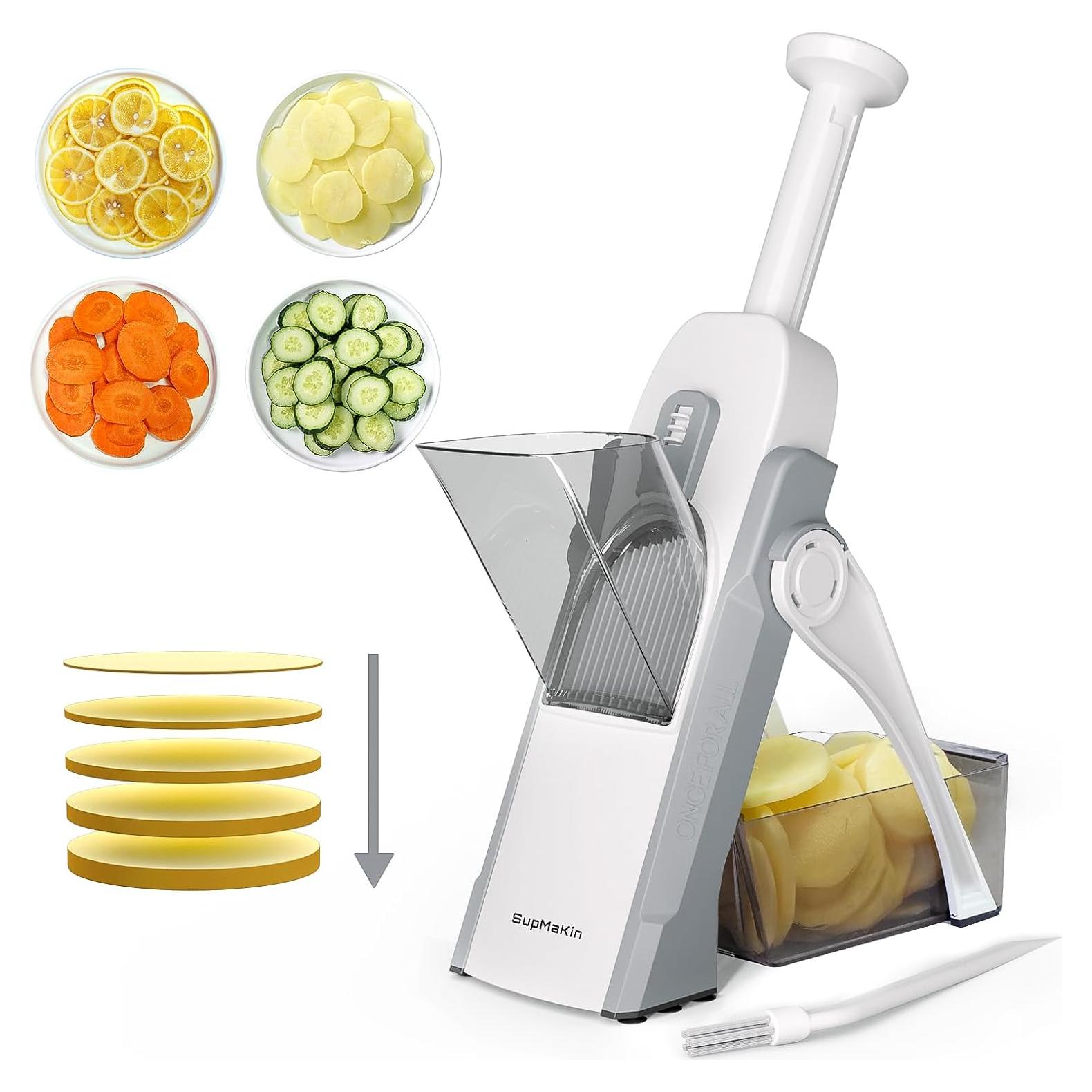 Mandolina de Cocina SupMaKin, Cortador de Verduras Ajustable 0.1-8mm
