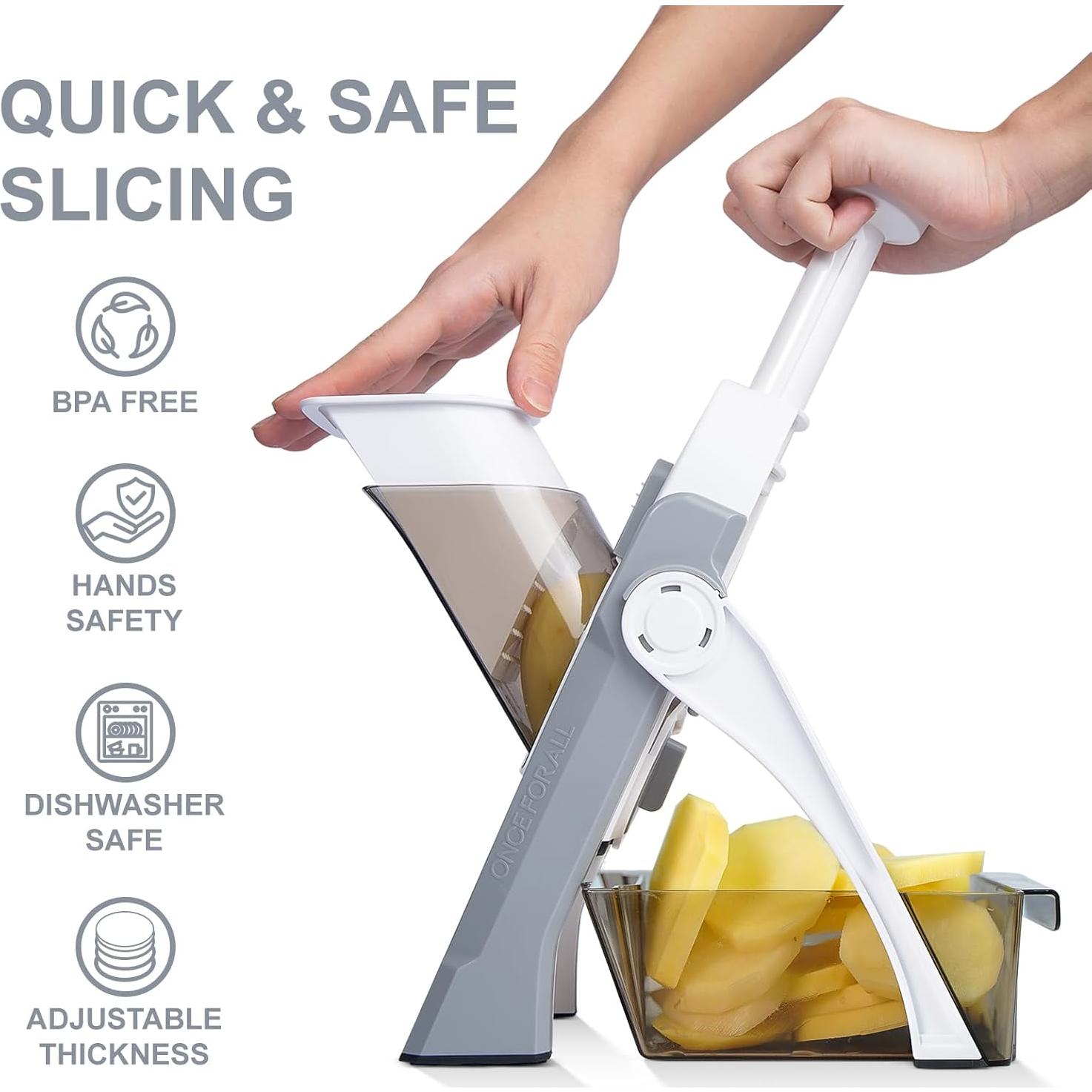 Mandolina de Cocina SupMaKin, Cortador de Verduras Ajustable 0.1-8mm