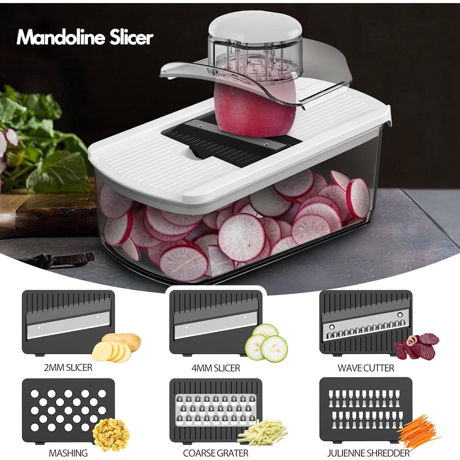 Cortador de Verduras Mandolina Cambom 10 Cuchillas 2L Blanco