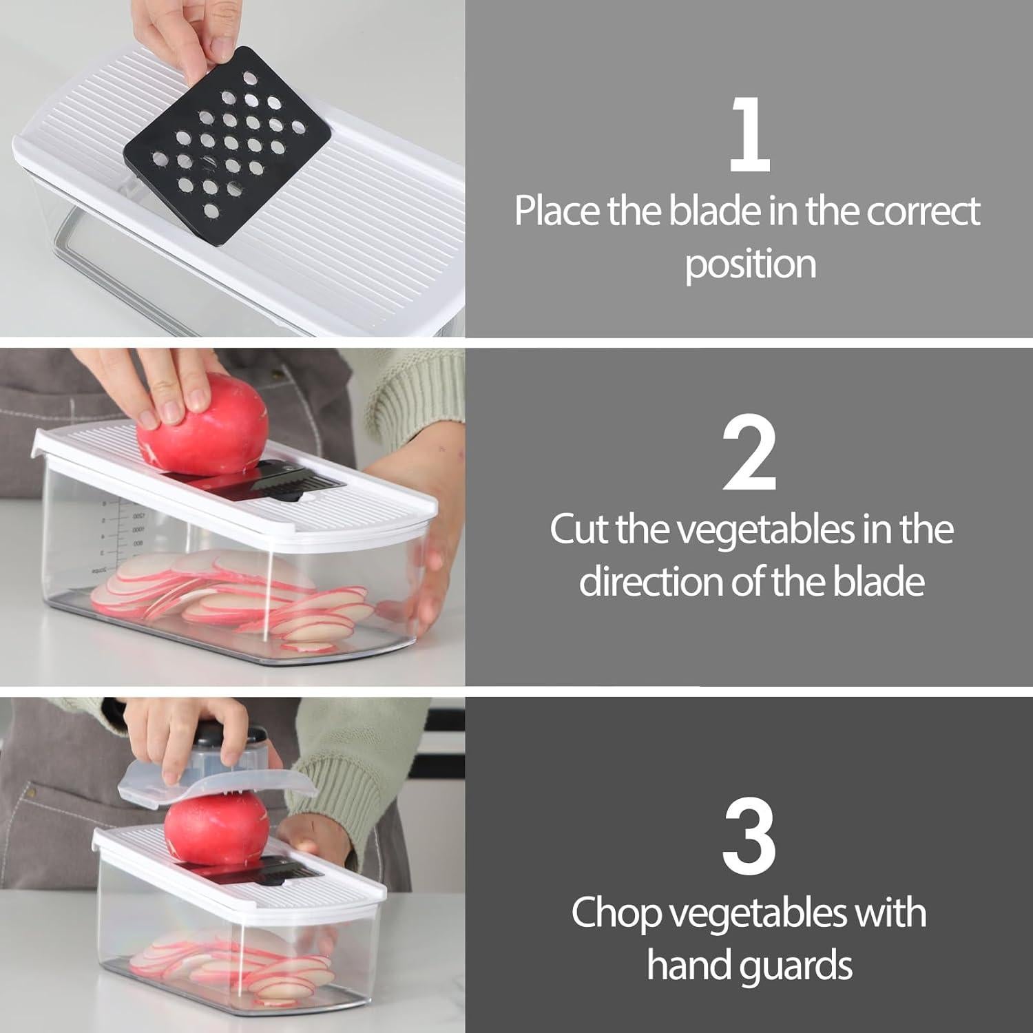 Cortador de Verduras Mandolina Cambom 10 Cuchillas 2L Blanco