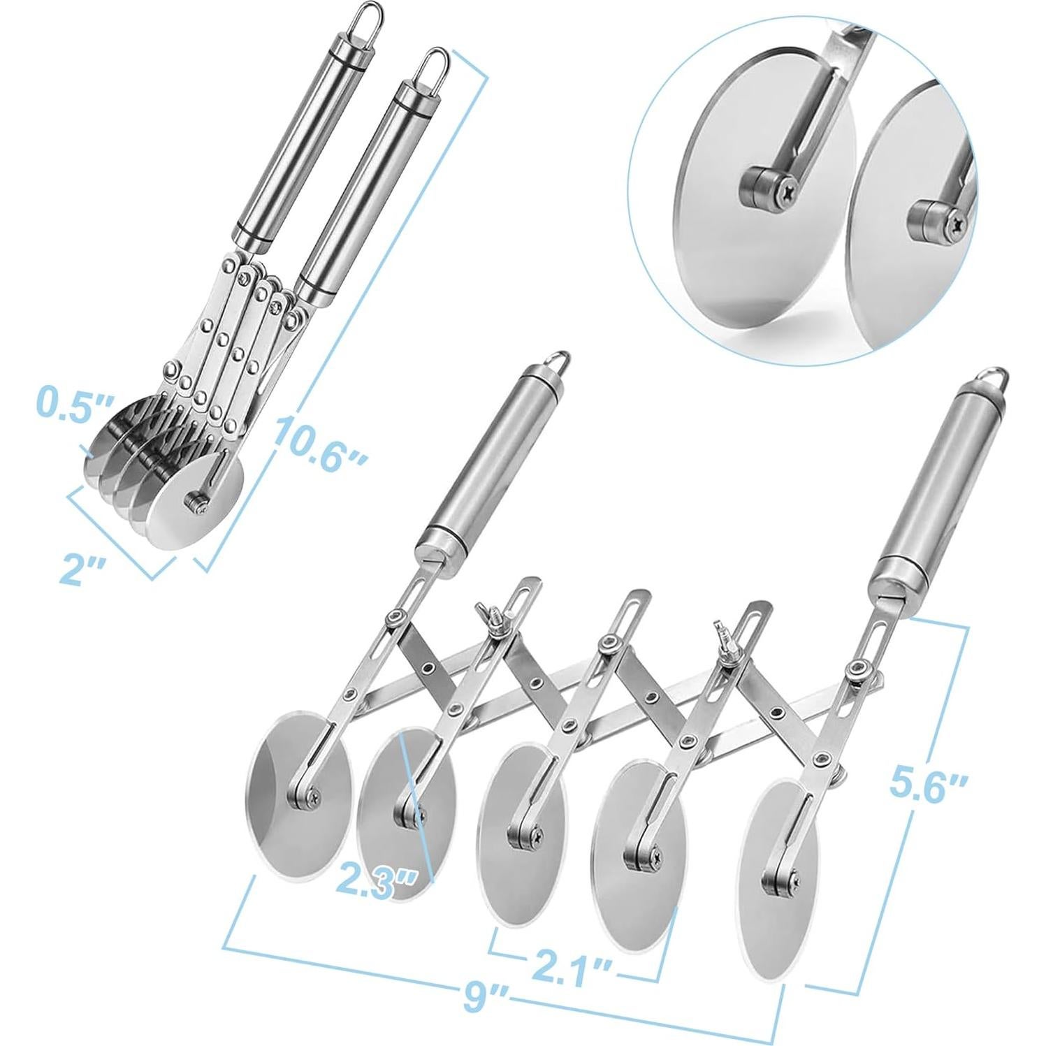 Cortador de Pastelería Profesional Lihengkong 5 Ruedas Acero Inoxidable