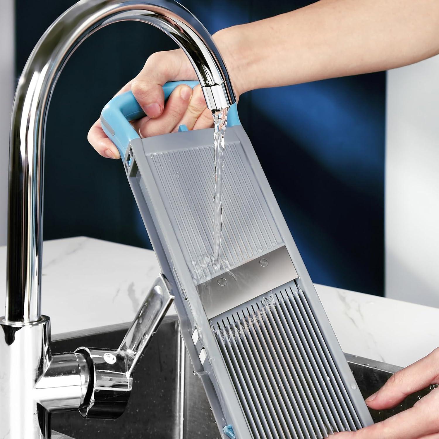 Mandolina ZTQCSQ 5 en 1 Ajustable con Cepillo y Pelador Gris Rosa