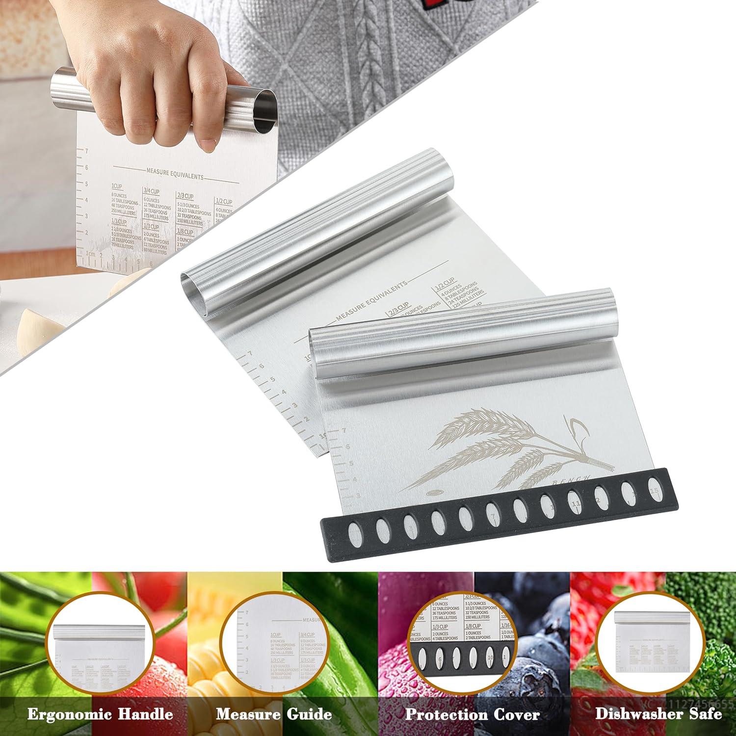 Cortador de Masa y Raspador de Banco OLULU Acero Inoxidable 2Pcs