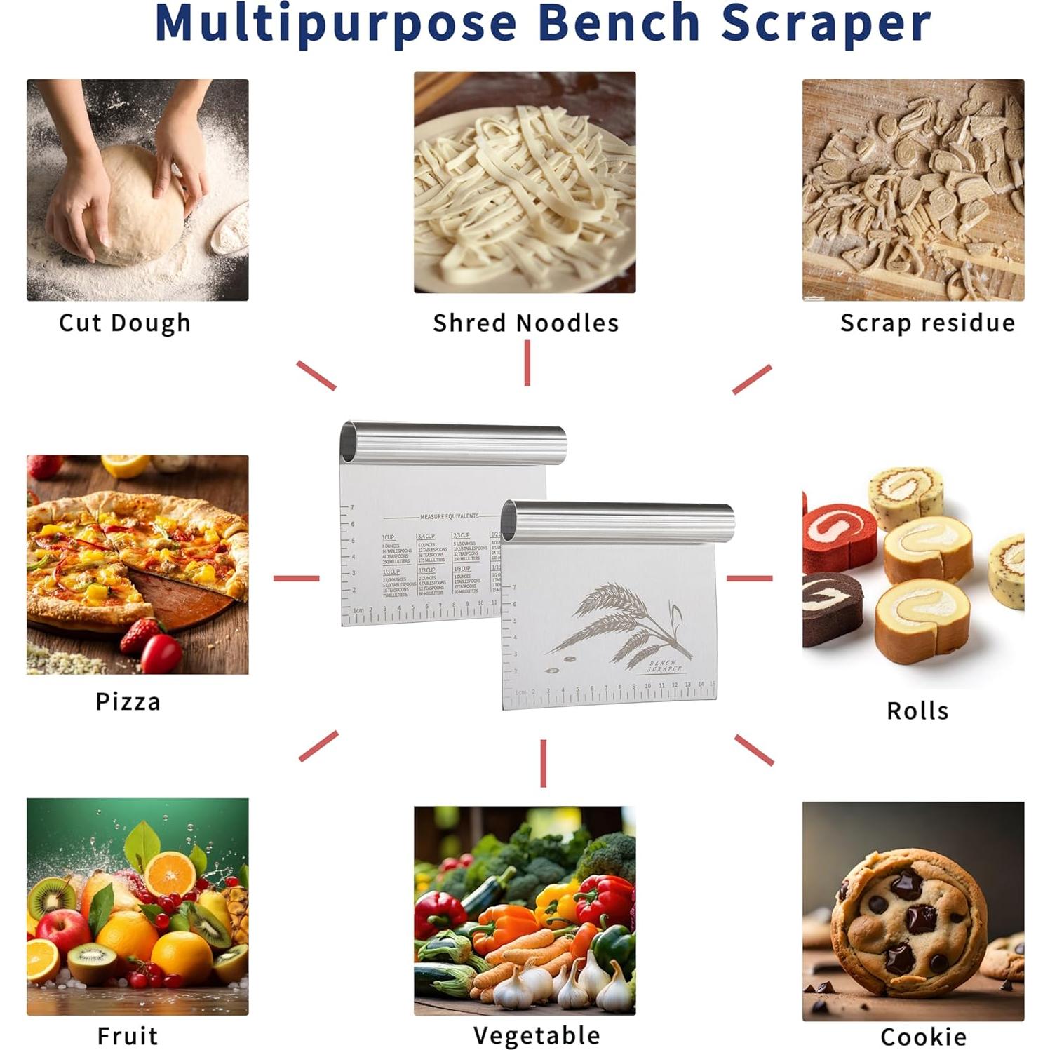 Cortador de Masa y Raspador de Banco OLULU Acero Inoxidable 2Pcs