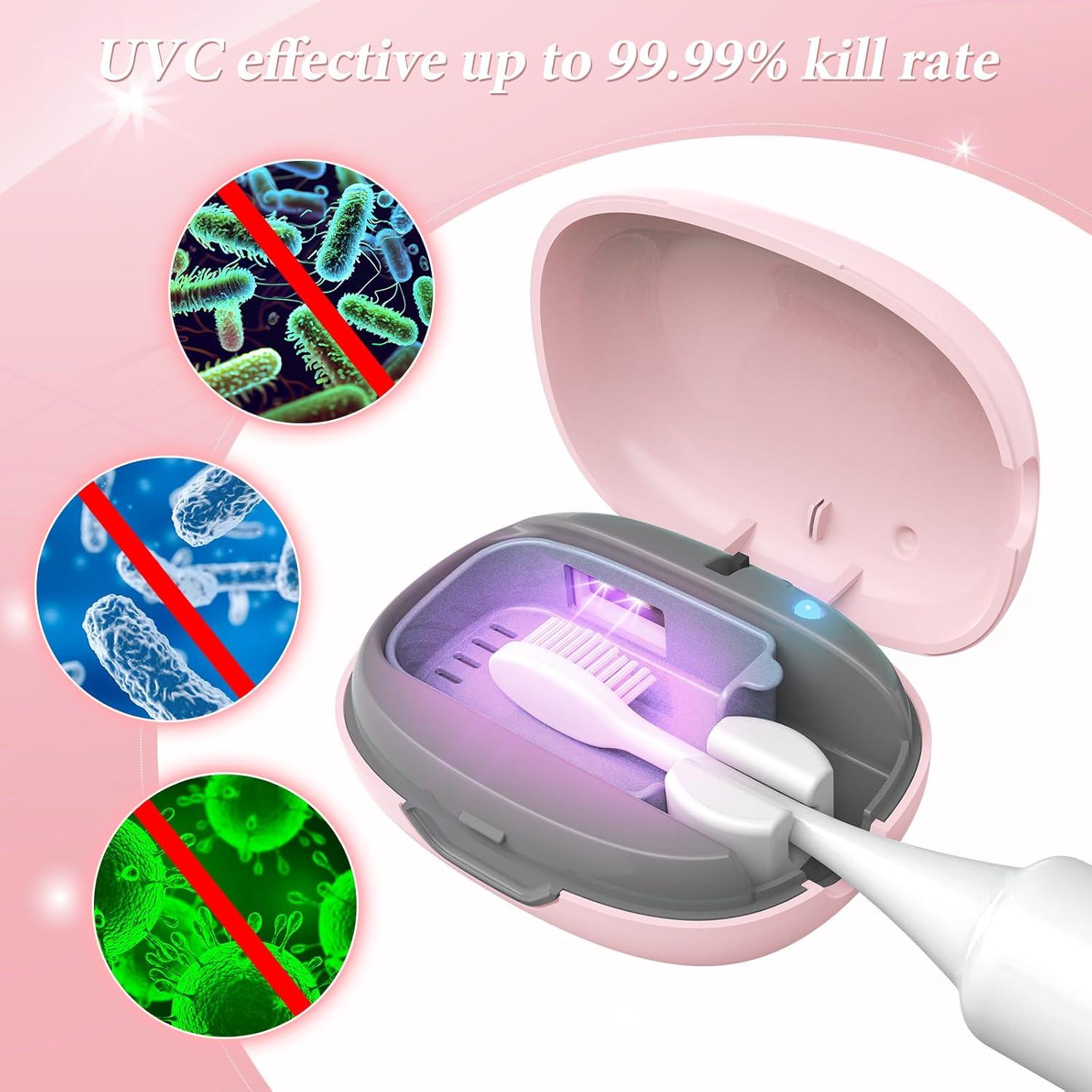 Estuche Desinfectante UVC YourMate Rosa para Cepillos de Dientes