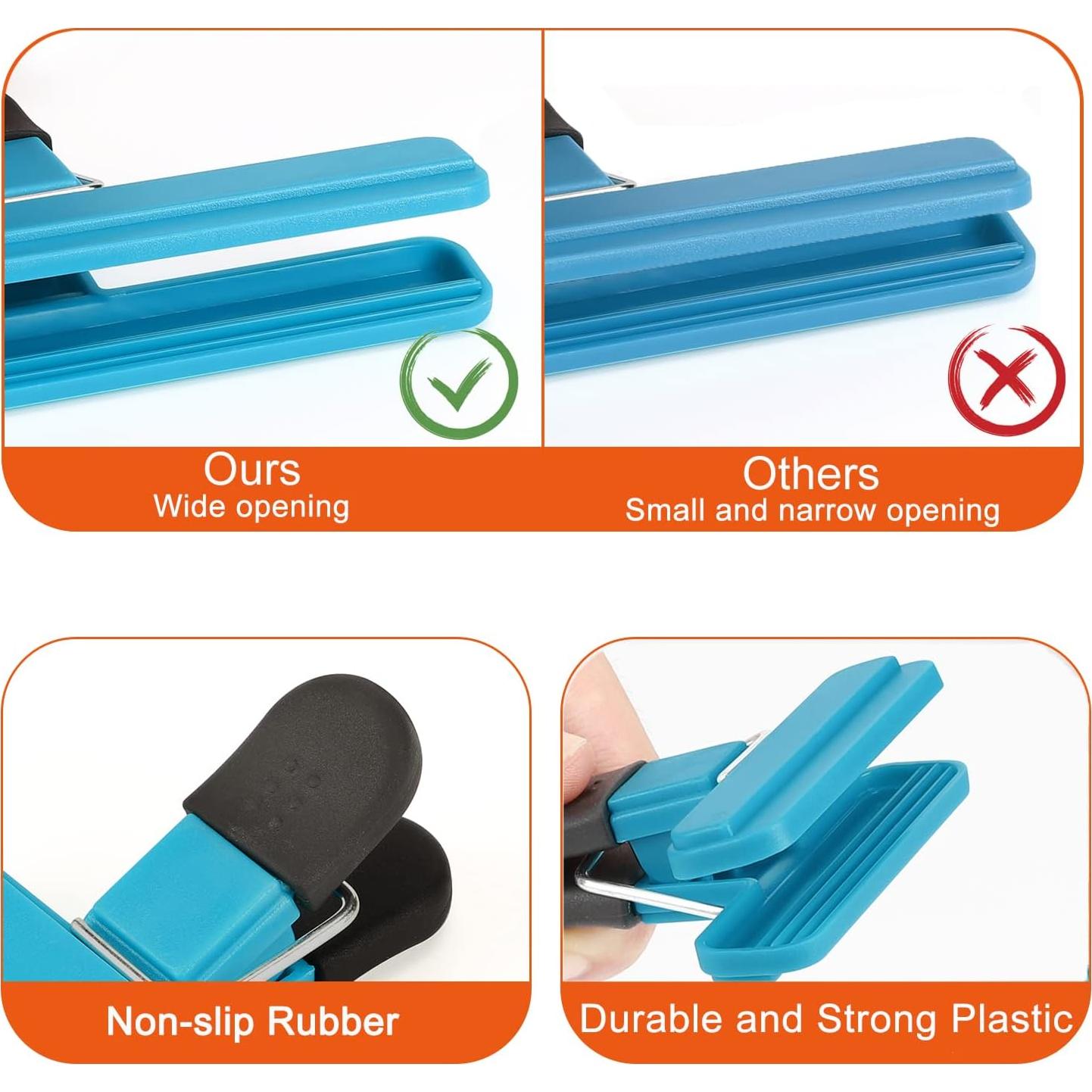 Clips para Alimentos TACGEA - Paquete de 8 (4 grandes, 4 pequeños)