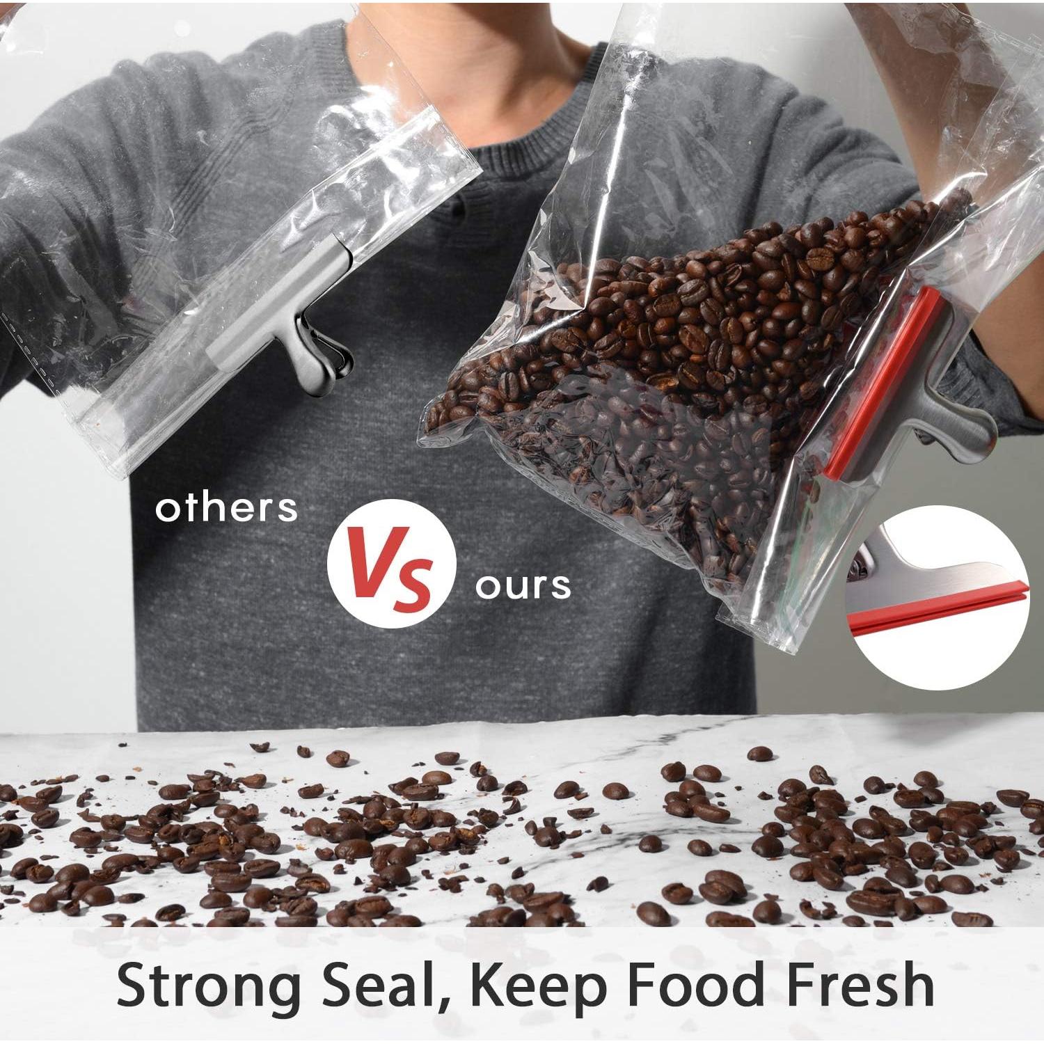 Clips para Bolsas de Comida HOUSE AGAIN 12 Piezas Acero Inoxidable