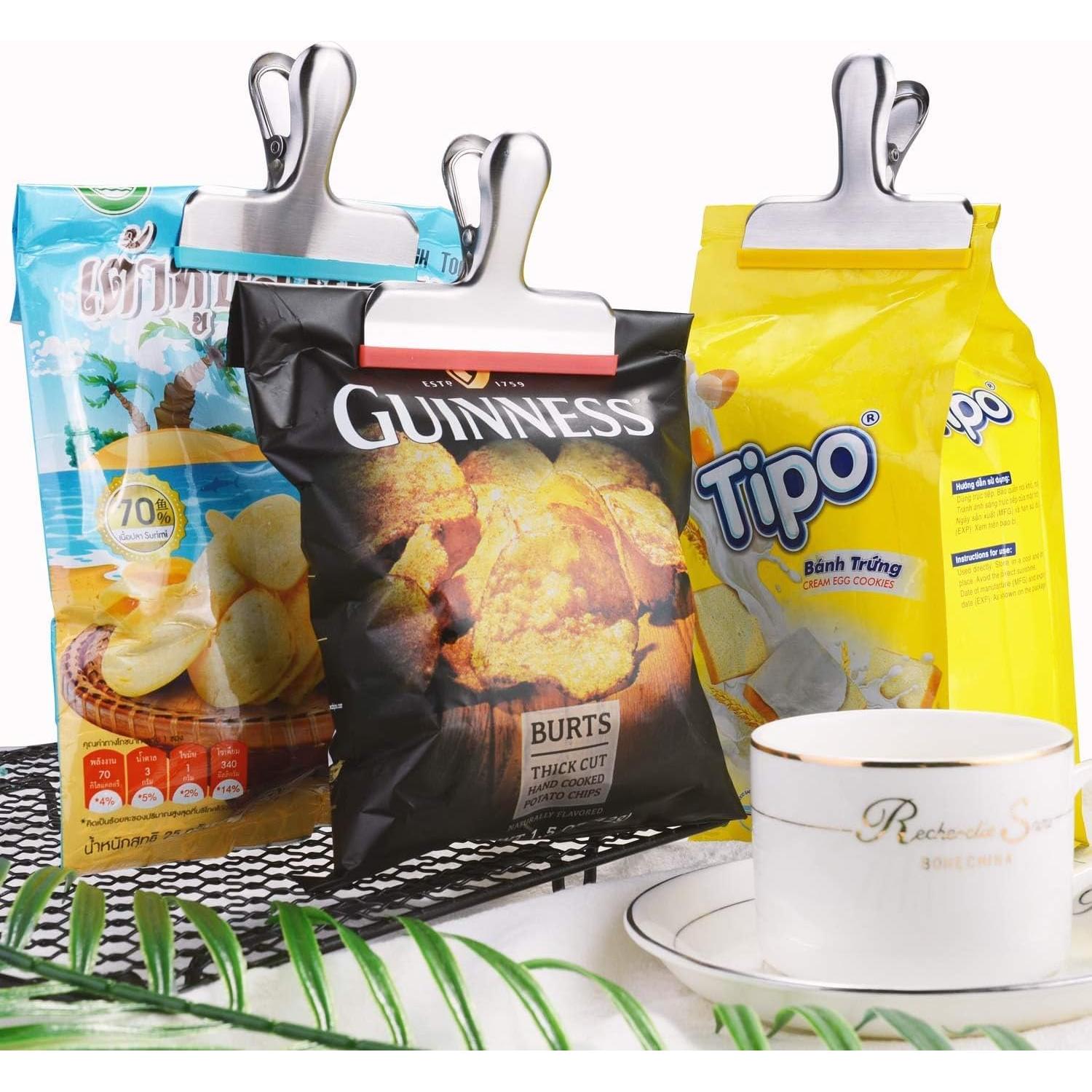 Clips para Bolsas de Comida HOUSE AGAIN 12 Piezas Acero Inoxidable