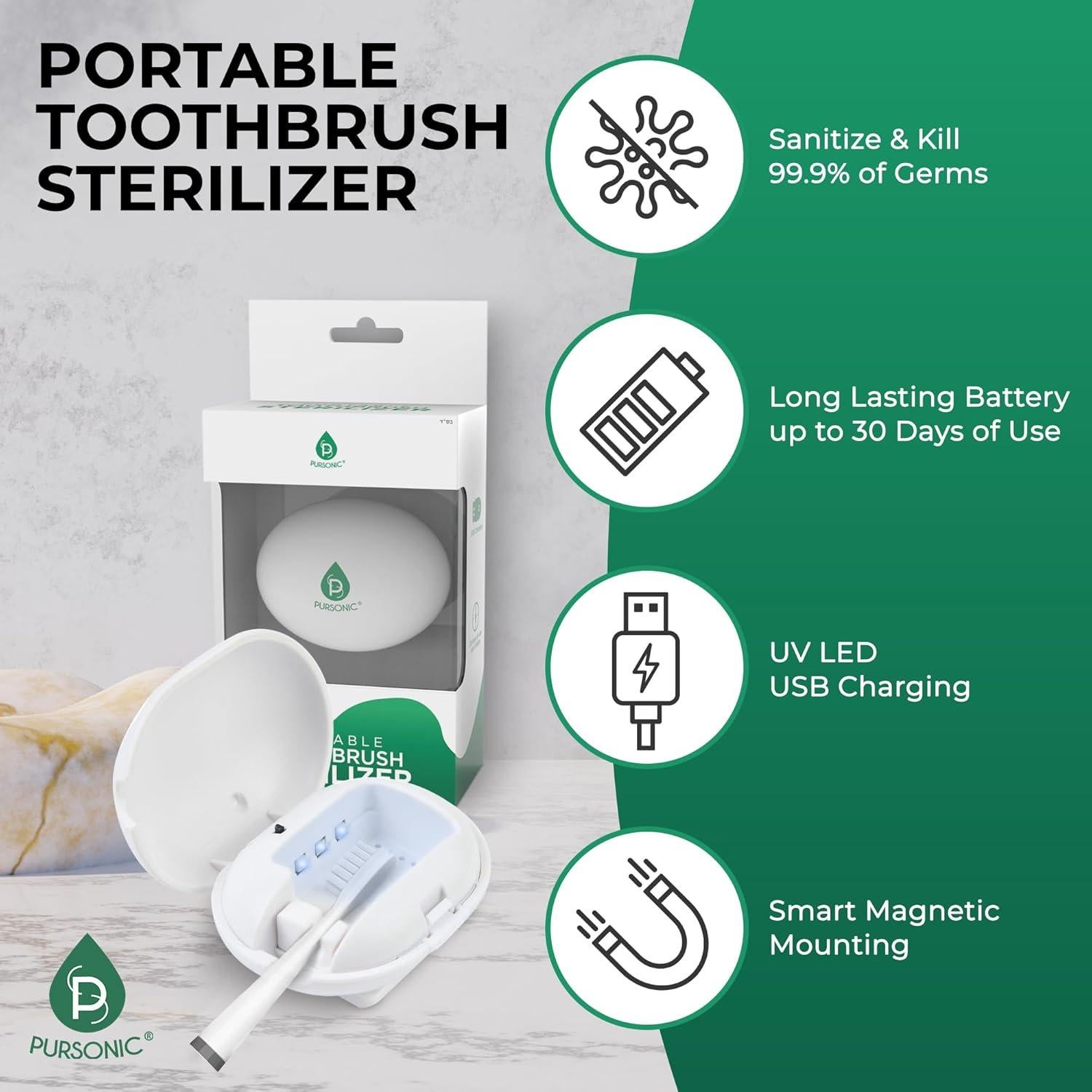 Estuche Sanitizador UV Pursonic para Cepillos de Dientes